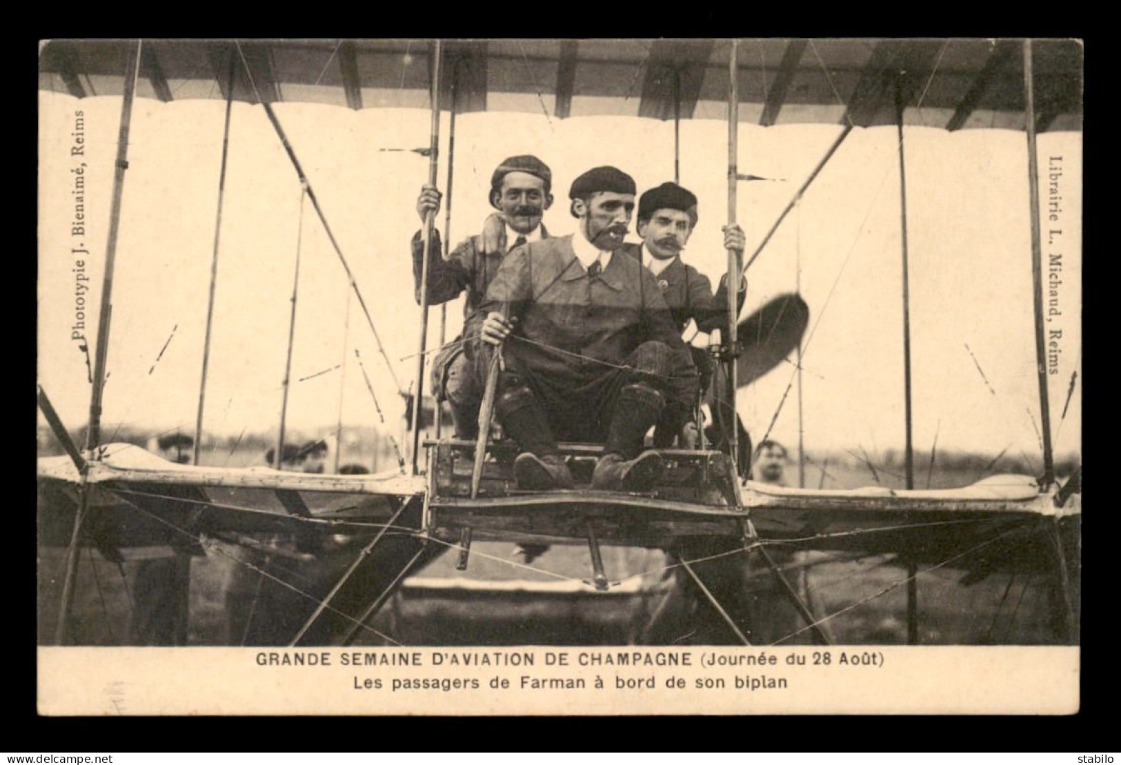 AVIATION - GRANDE SEMAINE DE CHAMPAGNE - LES PASSAGERS DE FARMAN A BORD DE SON BIPLAN - ....-1914: Precursors