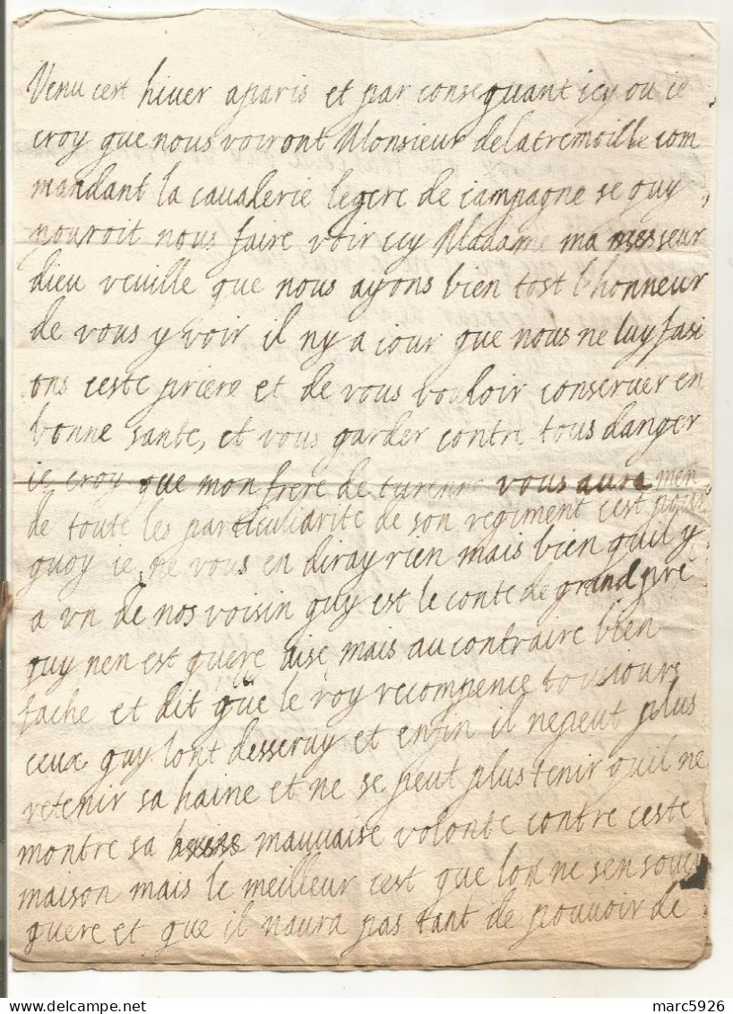 N°2033 ANCIENNE LETTRE DE HENRIETTE DE LA TOUR A SEDAN AU DUC DE BOUILLON AVEC CACHET DE CIRE ET RUBAN DATE 1625 - Documents Historiques