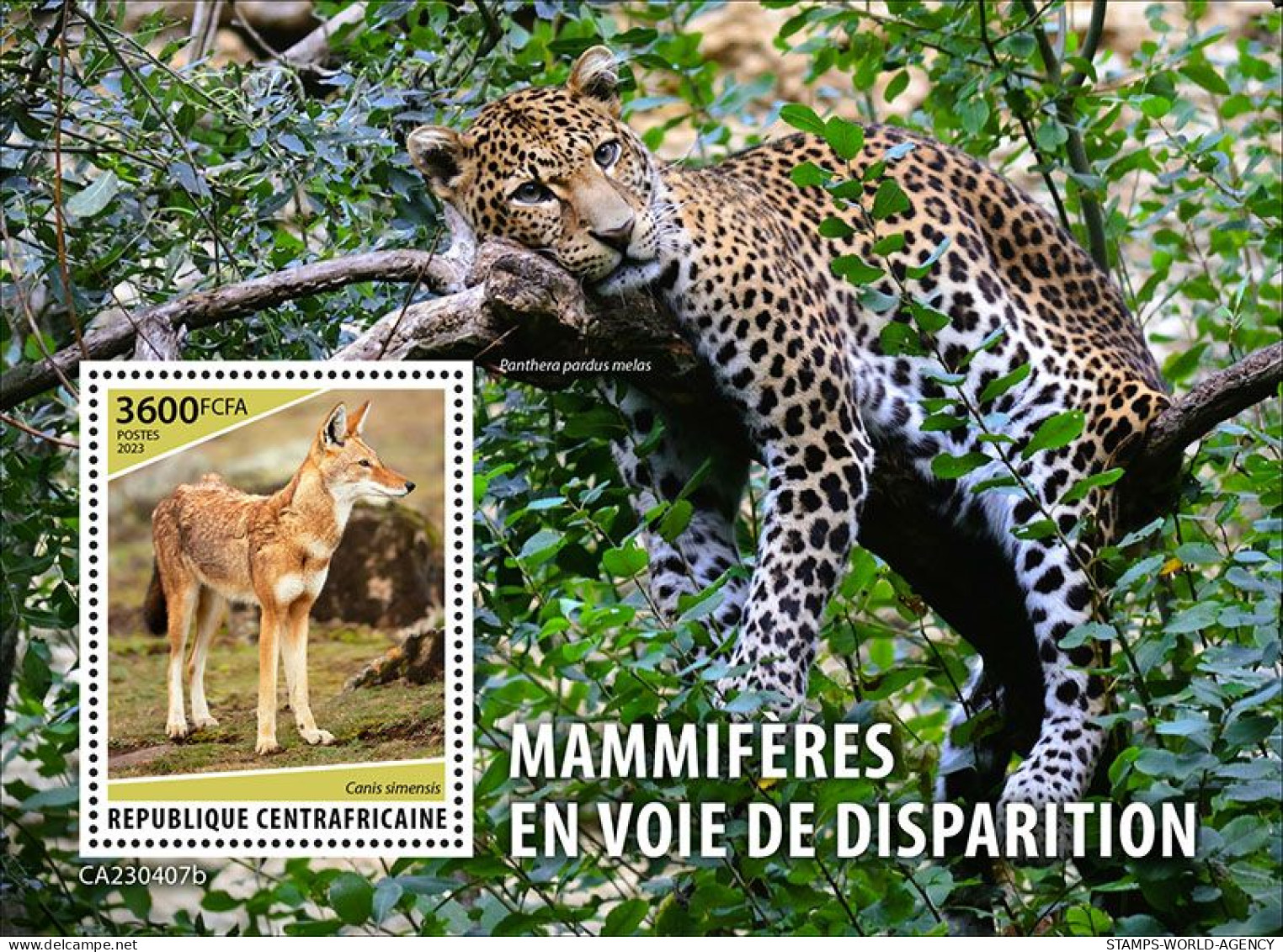 2024-04 - CENTRAL AFRICAN - ENDANGERED MAMMALS                  1V  MNH** - Other & Unclassified