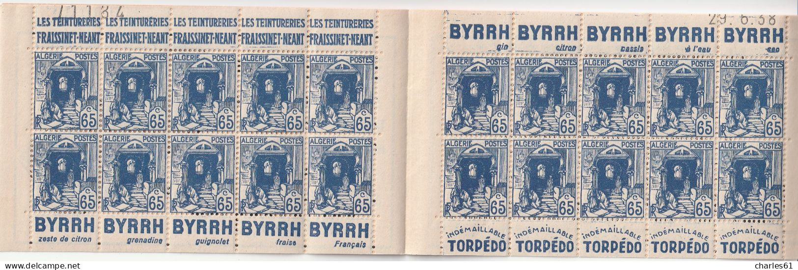 ALGERIE - CARNET - N° C173b-1 ** (1938-41) Bande Pub : Fraissinet,Byrrh,Torpédo. - Nuovi