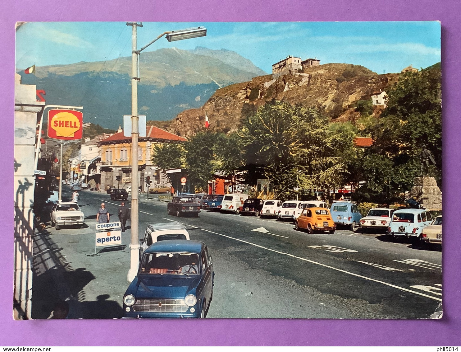 Italie    CPSM     SUSA   Corso Inghiterra    Station Shell    Voitures Fiat, Renault 4L….      Bon état - Autres & Non Classés