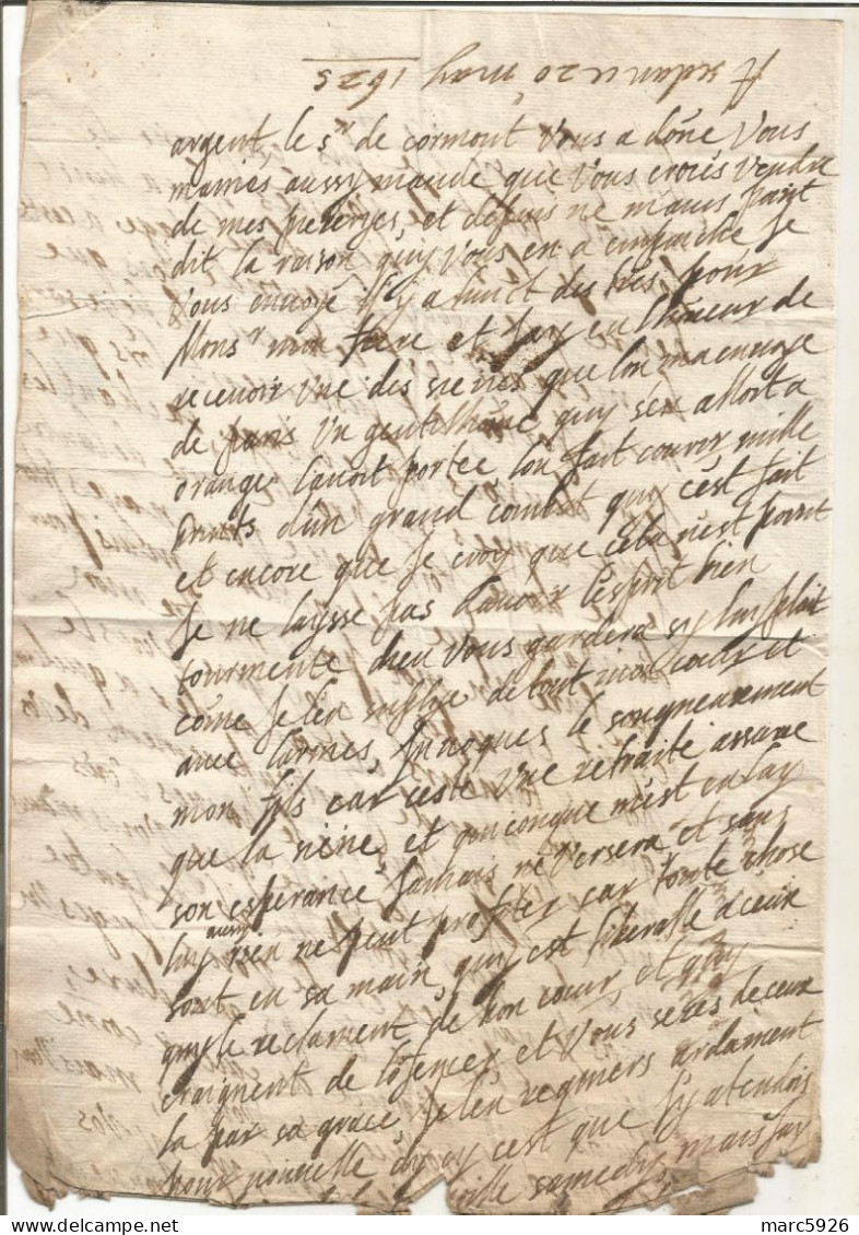 N°2034 ANCIENNE LETTRE DE ELISABETH DE NASSAU A SEDAN AU DUC DE BOUILLON AVEC CACHET DE CIRE DATE 1625 - Documents Historiques