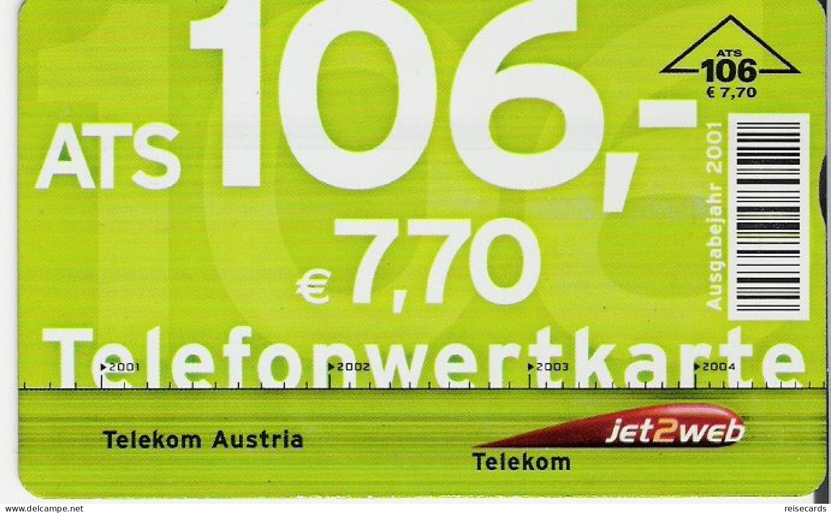 Austria: Telekom - 2001 100A Telefonwertkarte - Austria