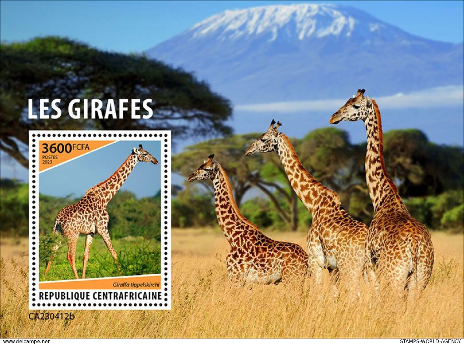 2024-04 - CENTRAL AFRICAN - GIRAFFES                  1V  MNH** - Giraffen