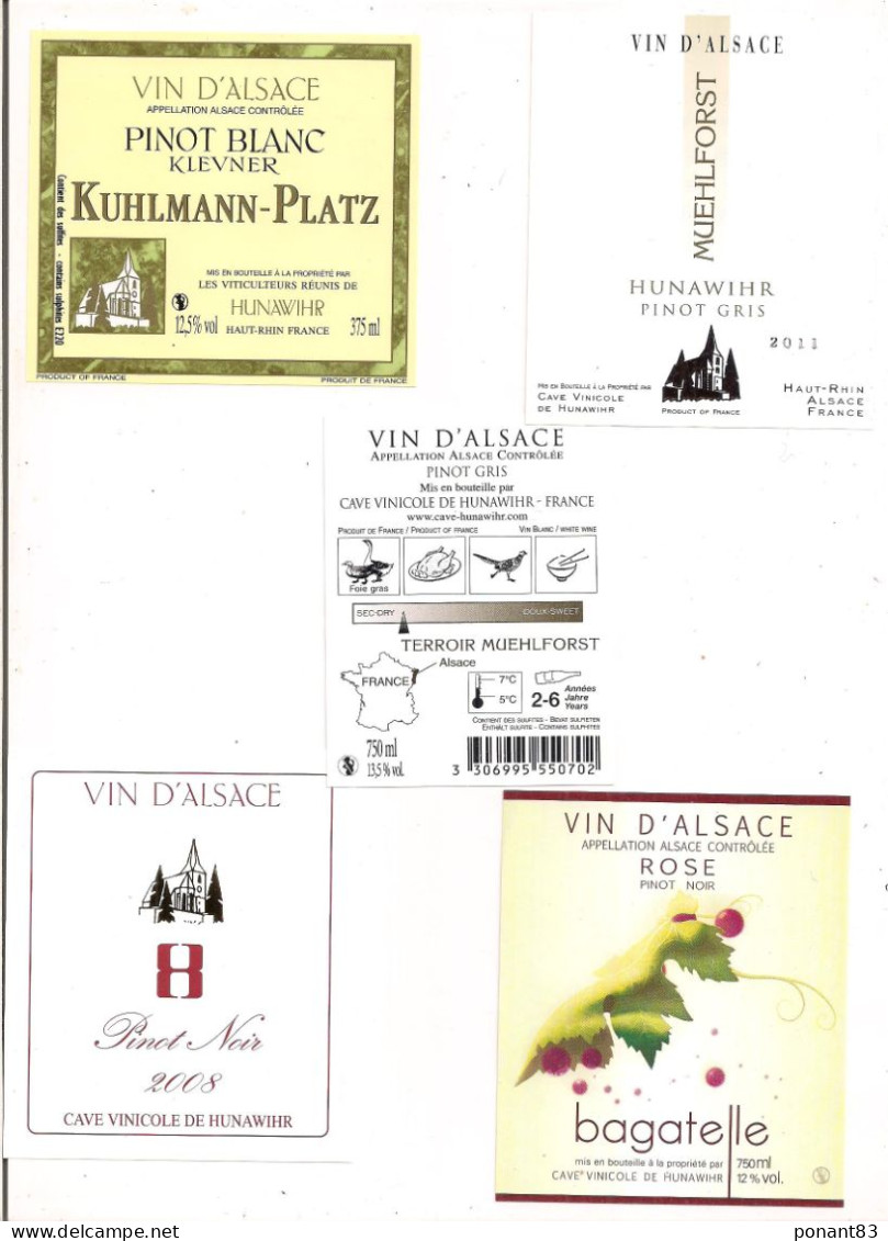 Etiquettes Pinot Blanc Klevner, Gris 2011 Muehlforst,noi 2008 Et Rose Bagatelle - Cave De Hunawihr - - Otros & Sin Clasificación