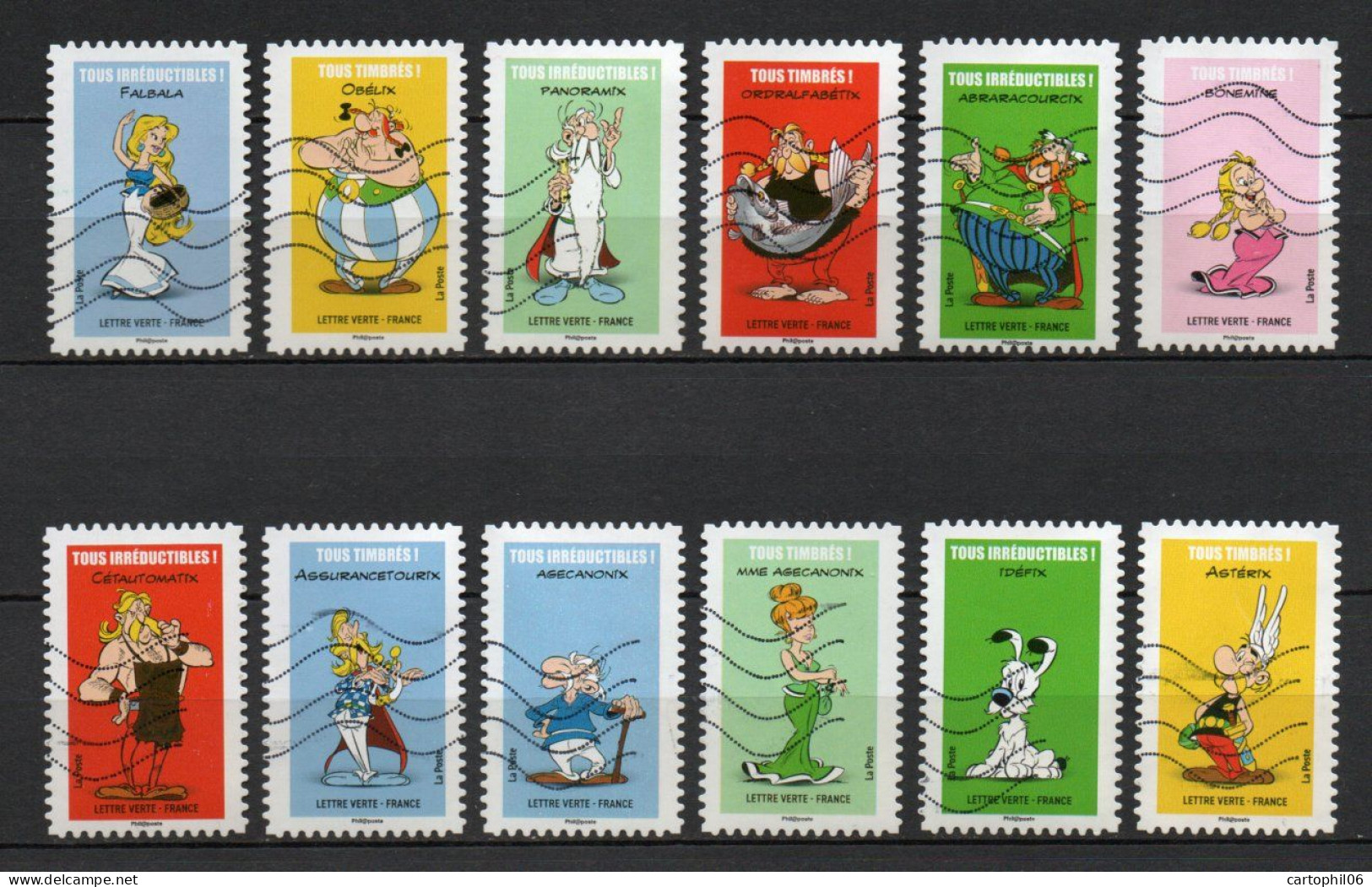 - FRANCE Adhésifs N° 1729/40 Oblitérés - Série Complète ASTÉRIX 2019 (12 Timbres) - - Gebraucht