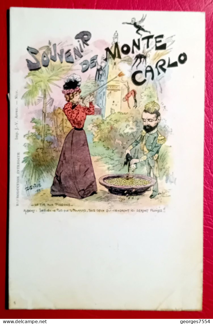 SOUVENIR DE MONTE-CARLO - Albert Tu En à Plus Que Tu Pourras ... Illustrée Par  DECAVE 1899 - Other & Unclassified