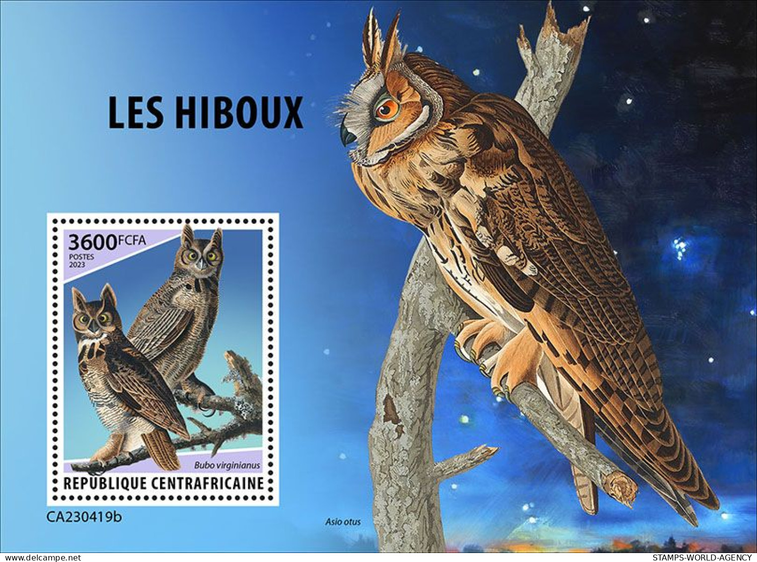 2024-04 - CENTRAL AFRICAN - OWLS                  1V  MNH** - Gufi E Civette