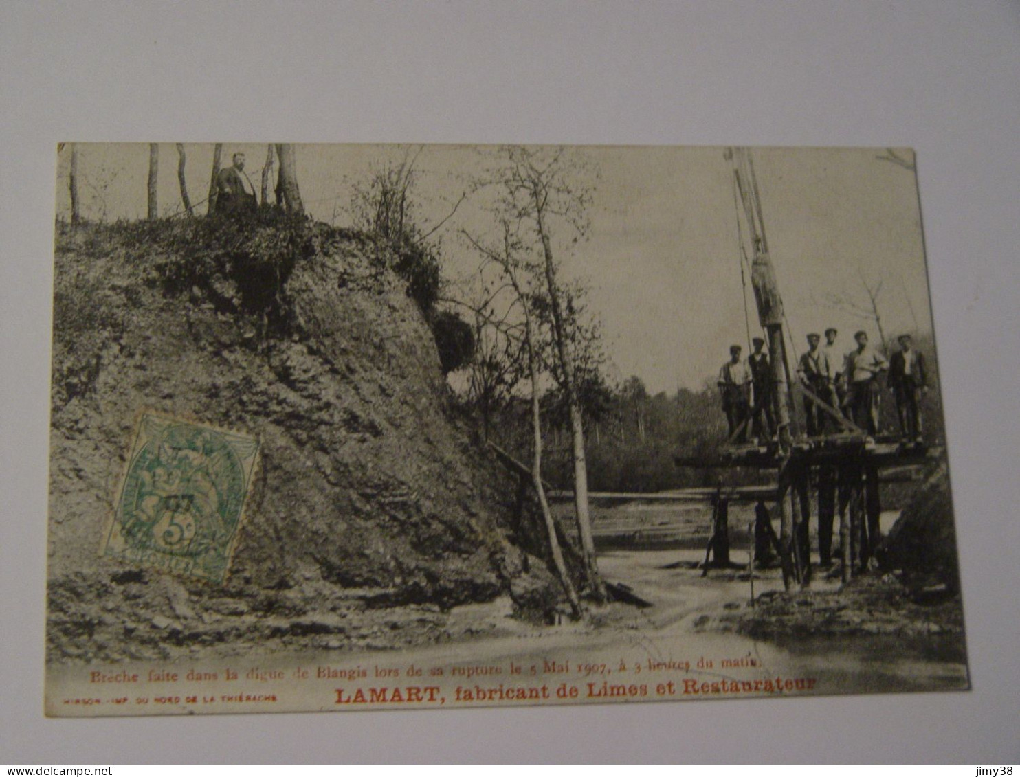 AISNE-BRECHE FAITE DANS LA DIGUE DE BLANGIS LORS DE SA RUPTURE LE 05 MAI 1907 A 3 HEURES DU MATIN ANIMEE - Autres & Non Classés