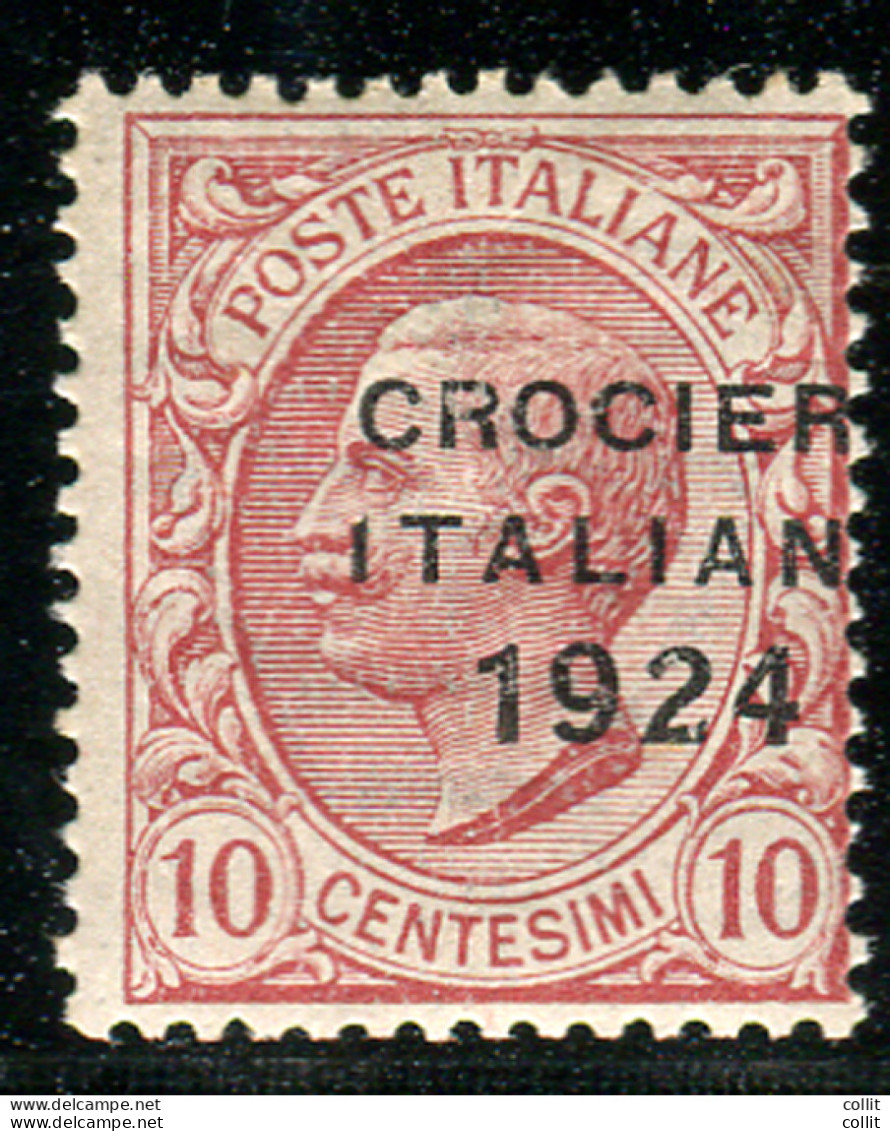 Crociera Italiana 1924 Cent. 10  Varietà Soprastampa Spostata - Nuovi