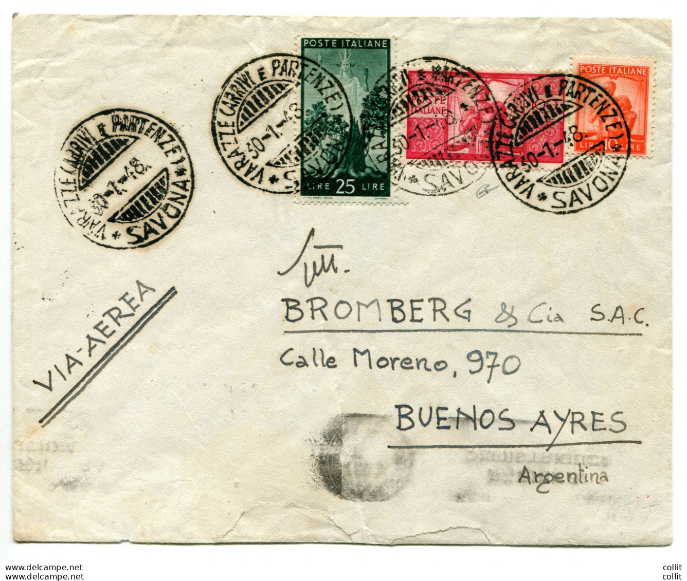 Democratica Lire 100 Per L'Argentina - 1946-60: Storia Postale