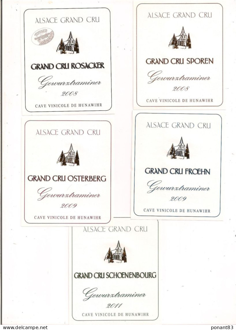 Etiquettes Gewurtztraminer 2008, 2009 Et 2011 Grand Cru Rosacker, Sporen,Osterberg, Froehn, Schoen  - Cave De Hunawihr - - Other & Unclassified