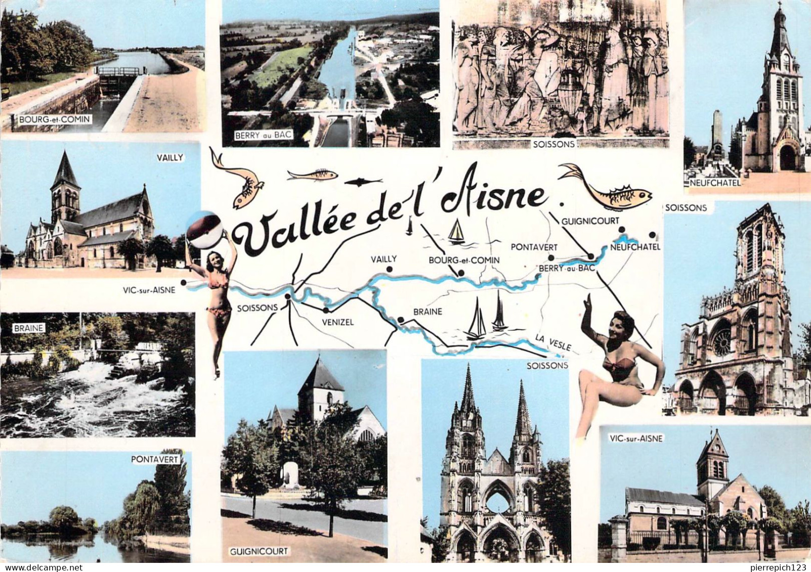 02 - Vallée De L'Aisne - Carte Géographique - Multivues - Autres & Non Classés