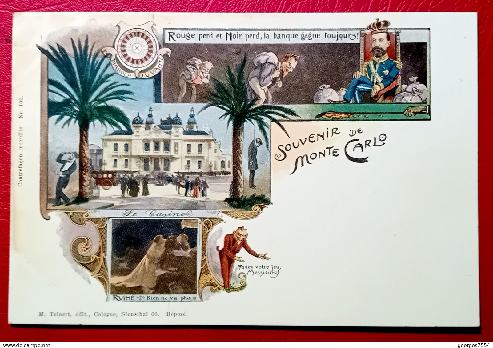 SOUVENIR DE MONTE-CARLO - ROUGE PERD ET NOIR , LA BANQUE GAGNE TOUJOURS - Other & Unclassified