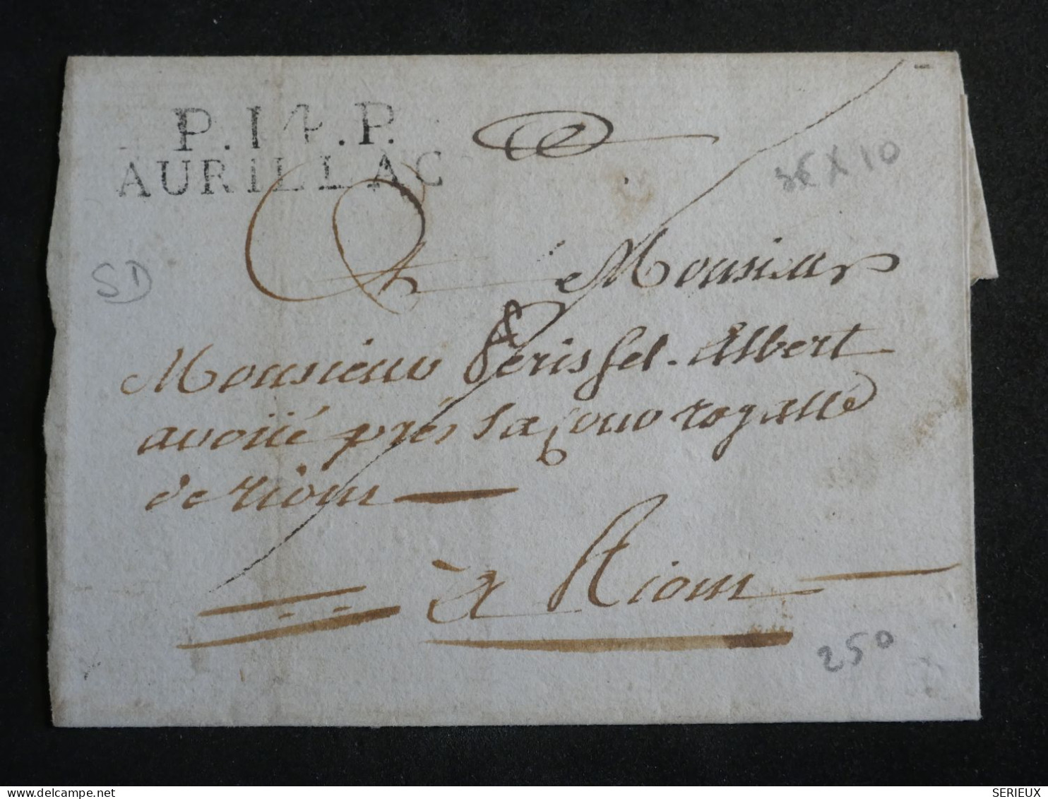 DO11 FRANCE BELLE LETTRE EN PORT. . AURILLAC A RIOM  +AFF. INTERESSANT+++ - 1801-1848: Precursores XIX