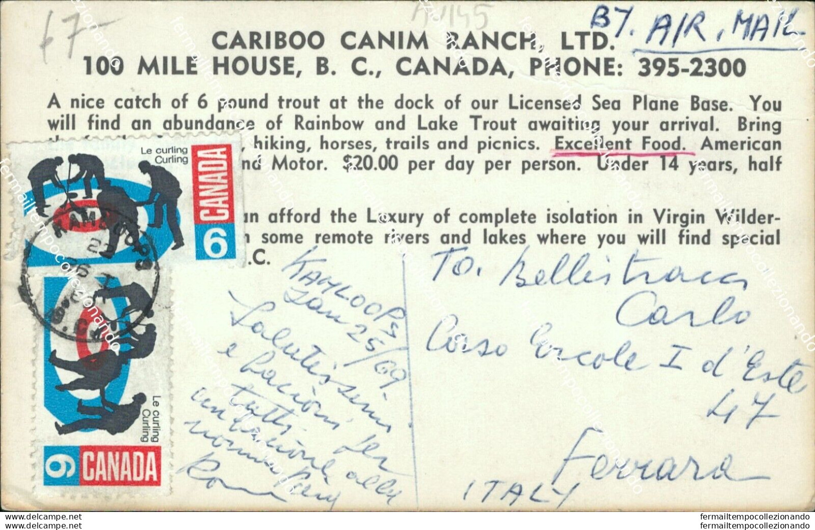 Au145 Cartolina Cariboo Canim Ranch Ltd - Otros & Sin Clasificación