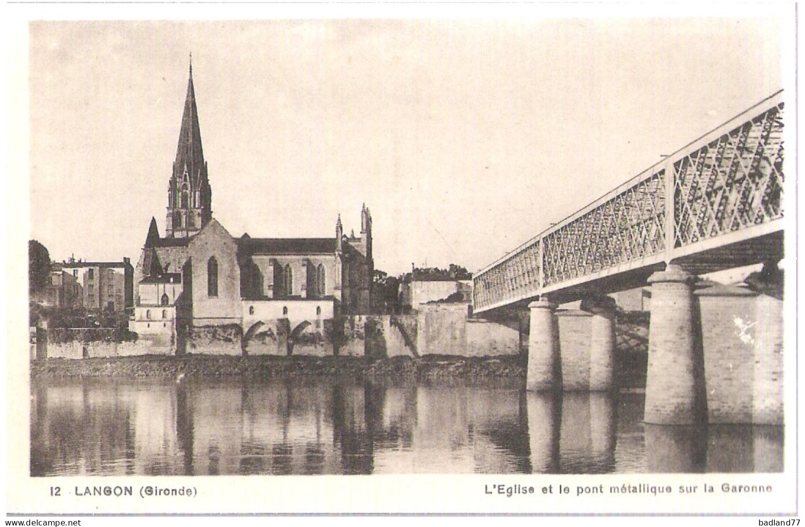 33 - LANGON - L'église Et Le Pont Métallique - Langon