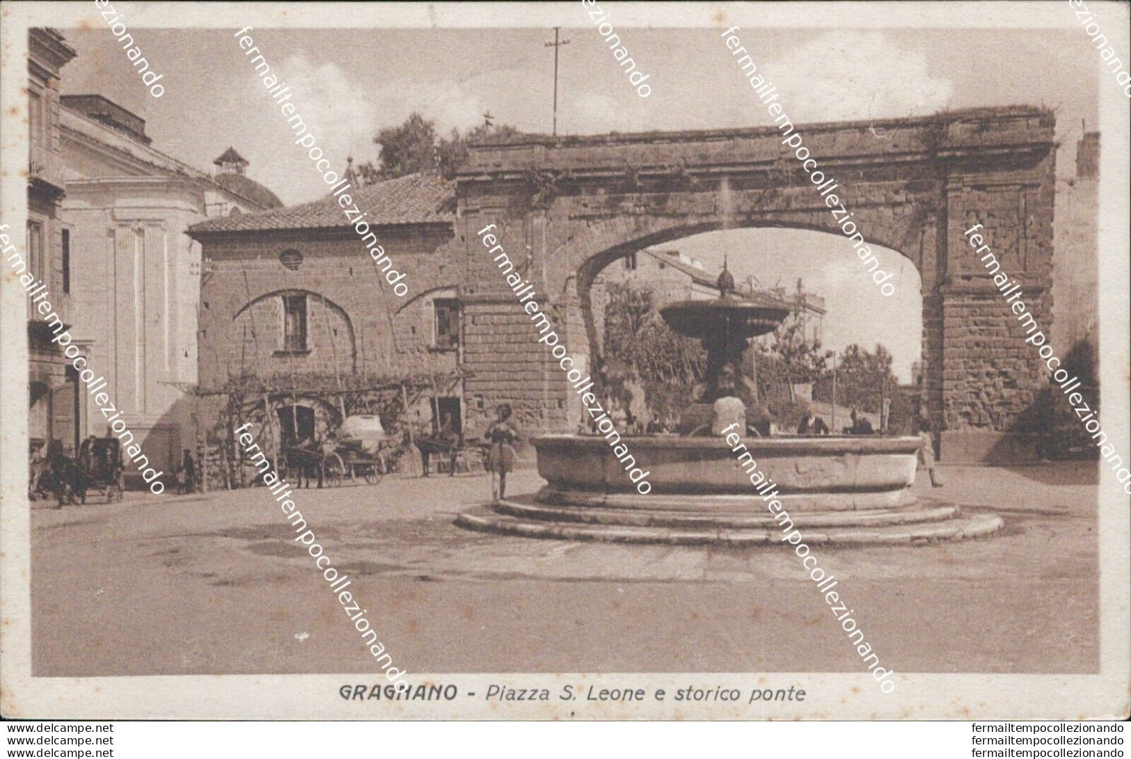 At61 Cartolina Gragnano Piazza S.leone E Storico Ponte 1939 Provincia Di Napoli - Napoli (Naples)