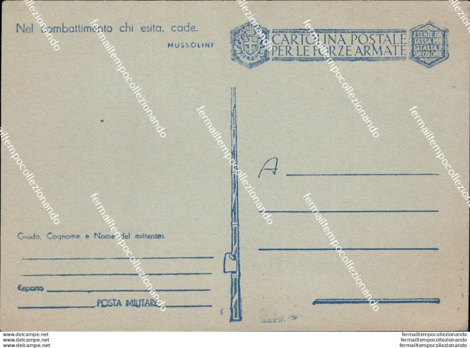 Bf611  Cartolina Franchigia Militare  Nuova Con Motto Mussolini Www2 - Zonder Portkosten