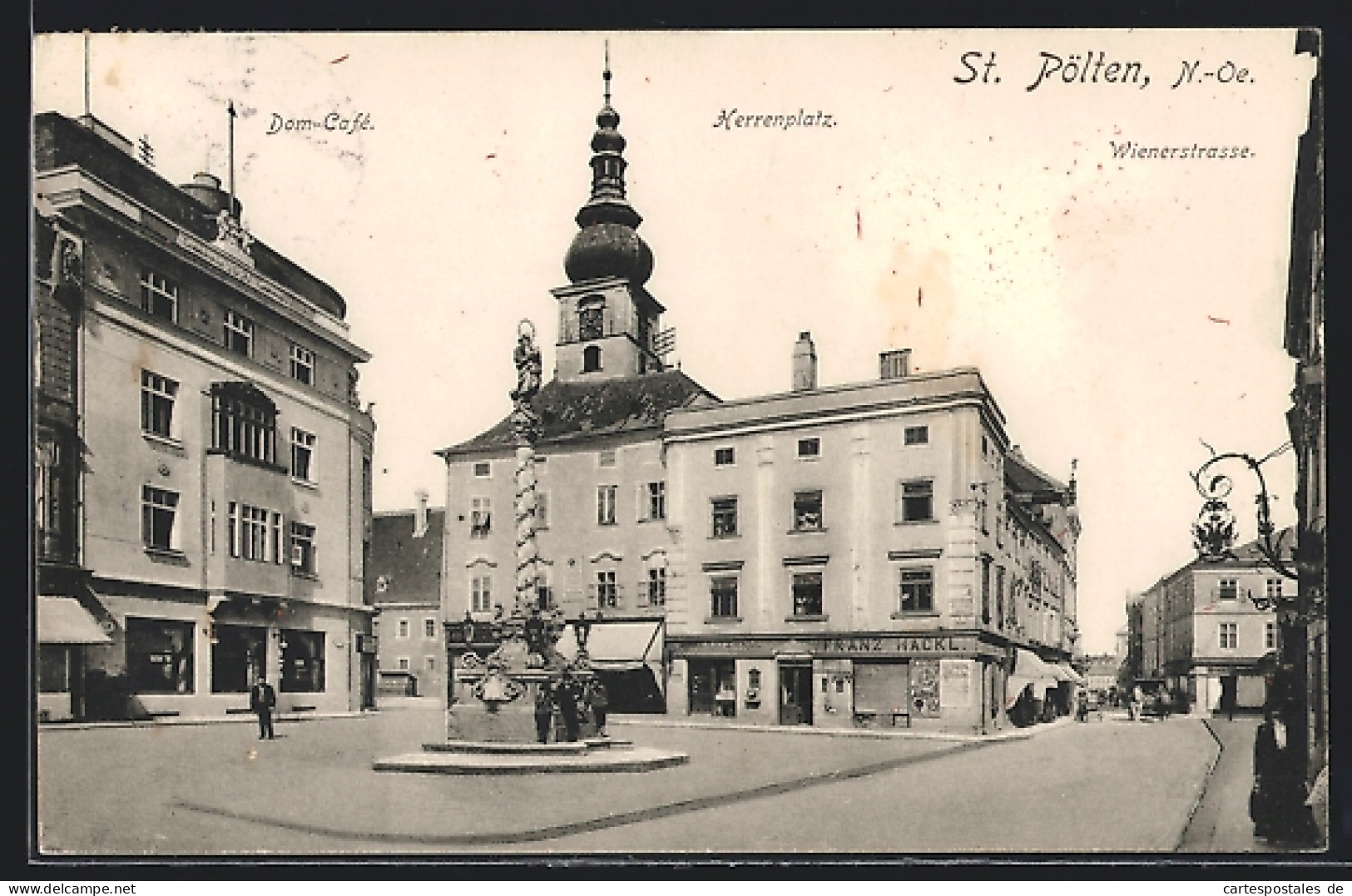 AK St. Pölten, Wienerstrasse Mit Herrenplatz Und Dom-Café  - Andere & Zonder Classificatie