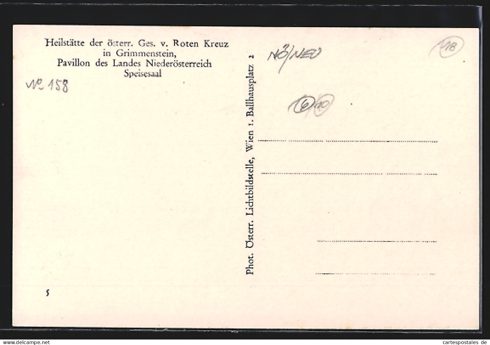 AK Grimmenstein, Heilstätte Der österr. Gesellschaft Vom Roten Kreuz, Pavillon Des Landes Niederösterreich, Speises  - Other & Unclassified