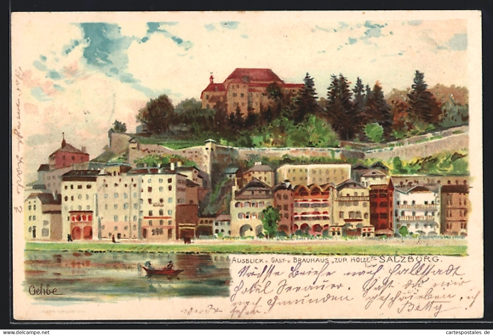 Lithographie Salzburg, Ausblick Vom Gasthaus Zur Hölle  - Other & Unclassified