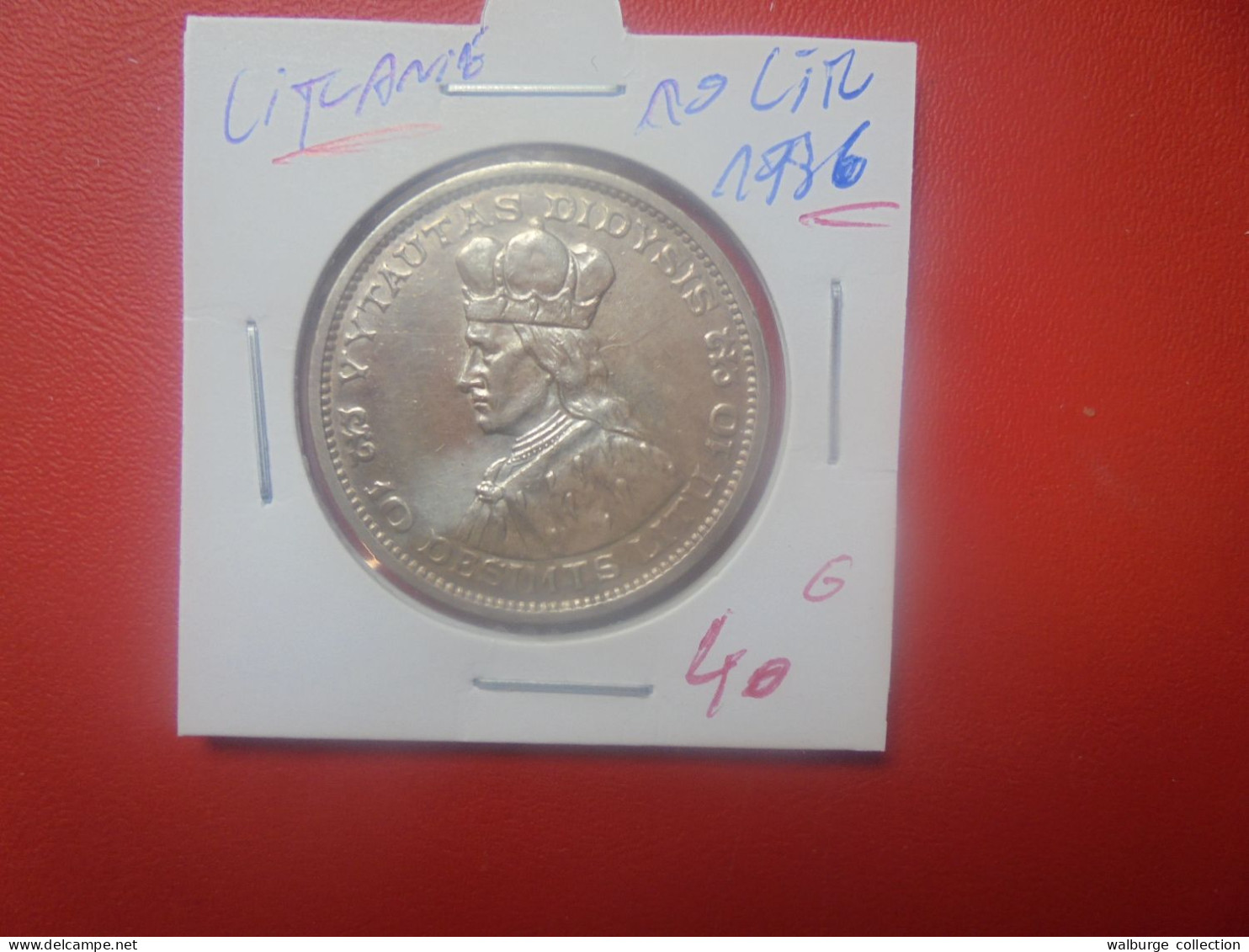 LITUANIE 10 LITU 1936 ARGENT (A.3) - Lituania