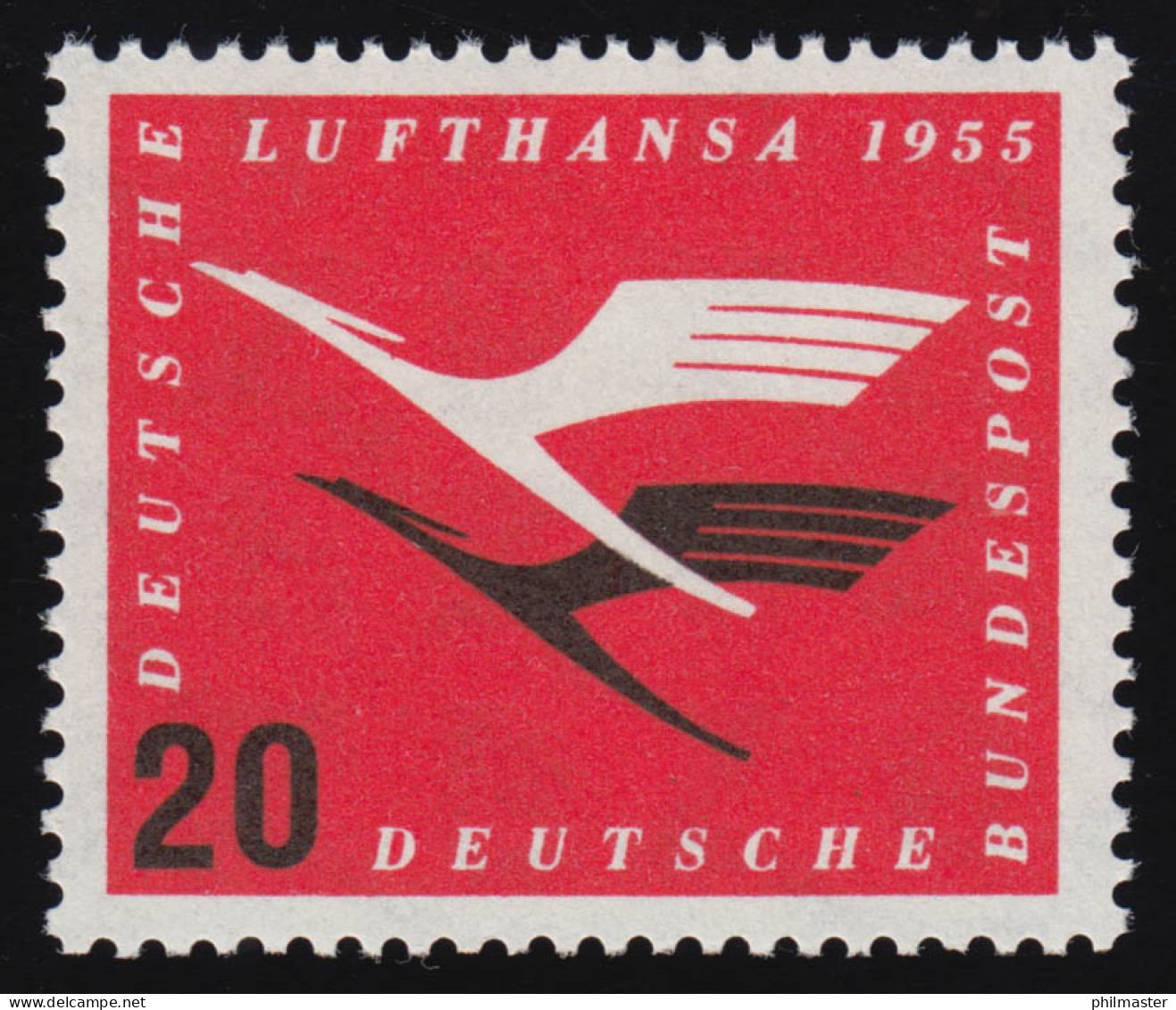 208Va Lufthansa 20 Pf Mit Wasserzeichen 4 Va - Postfrisch ** - Unused Stamps