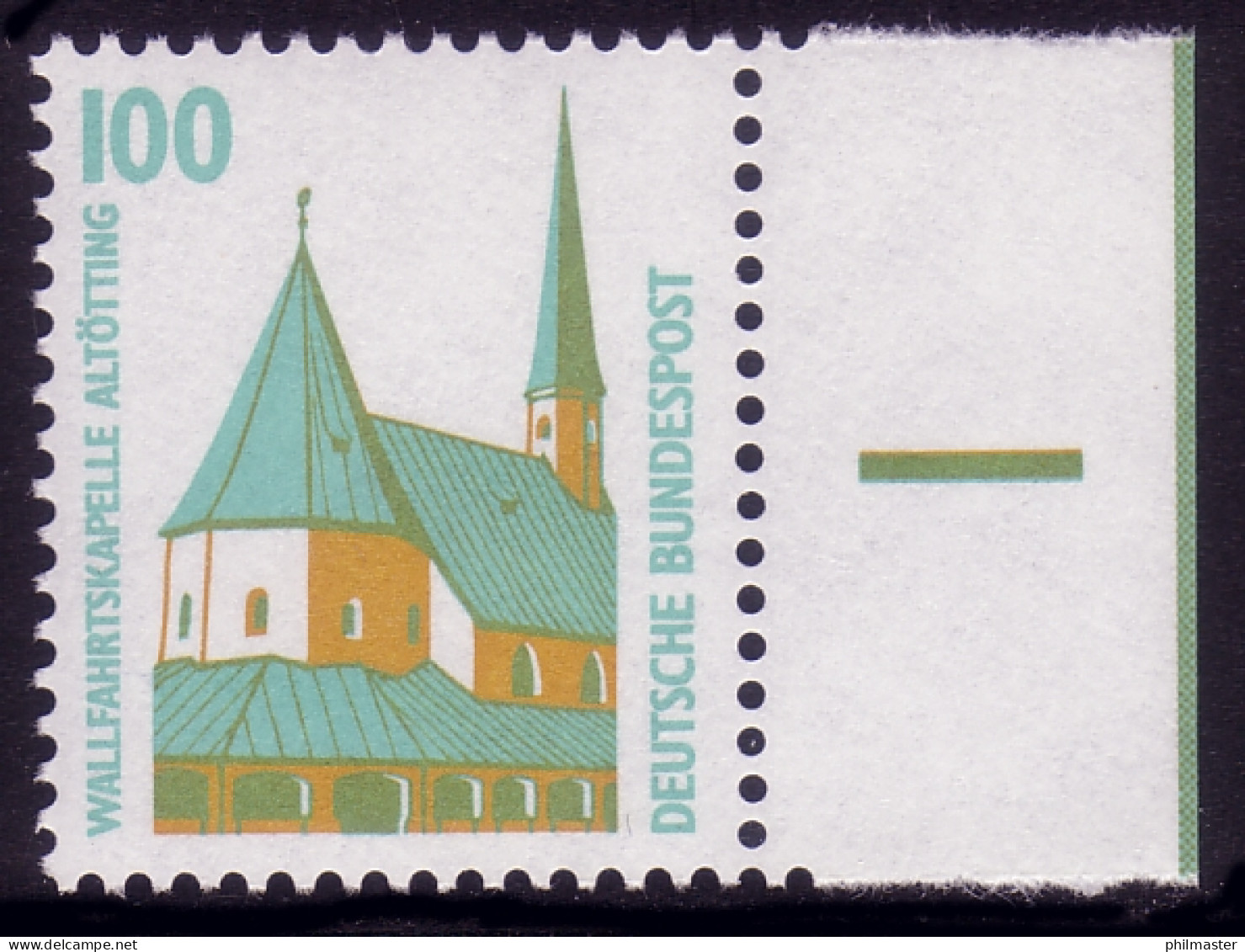 1406v SWK 100 Pf (weißer Gummi) Senkrechter Farbbalken Auf RECHTEM Bogenrand ** - Unused Stamps