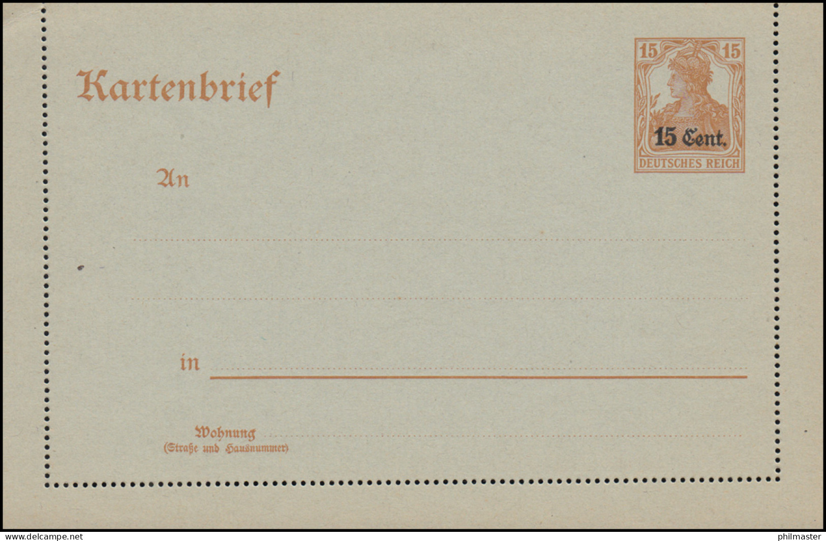 Etappengebiet West Kartenbrief K 1 Hellbraun, ** Wie Verausgabt - Besetzungen 1914-18