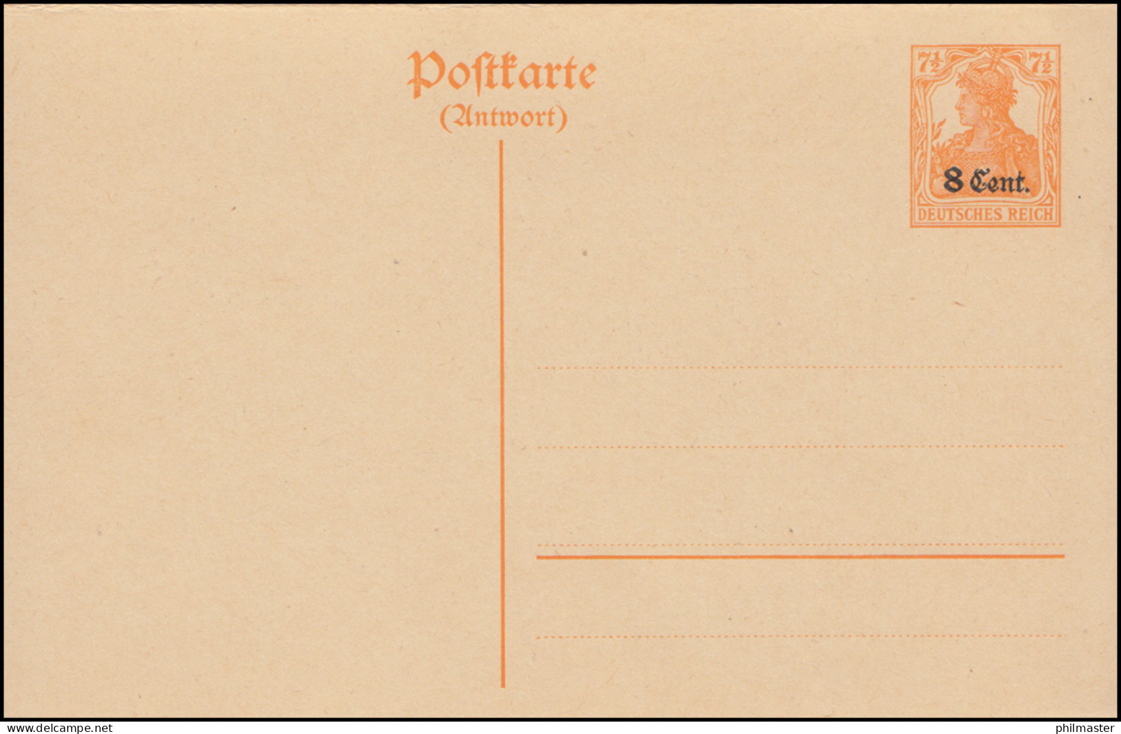 Etappengebiet West Postkarte P 4 Orange, ** Wie Verausgabt - Besetzungen 1914-18