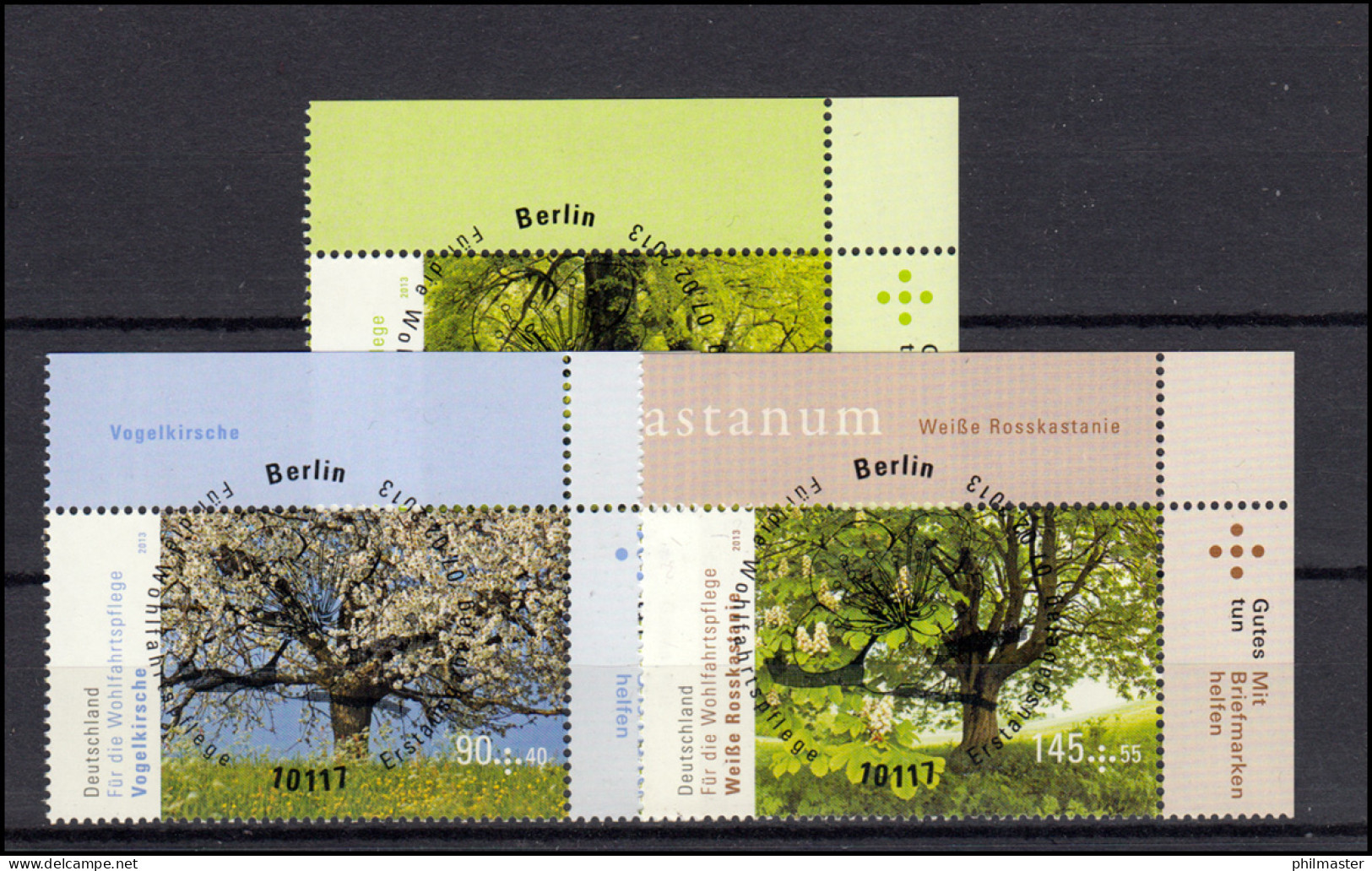 2980-2982 Wofa Blühende Bäume 2013: ER-Satz O.r. Vollstempel ESSt Berlin 7.2.13 - Used Stamps