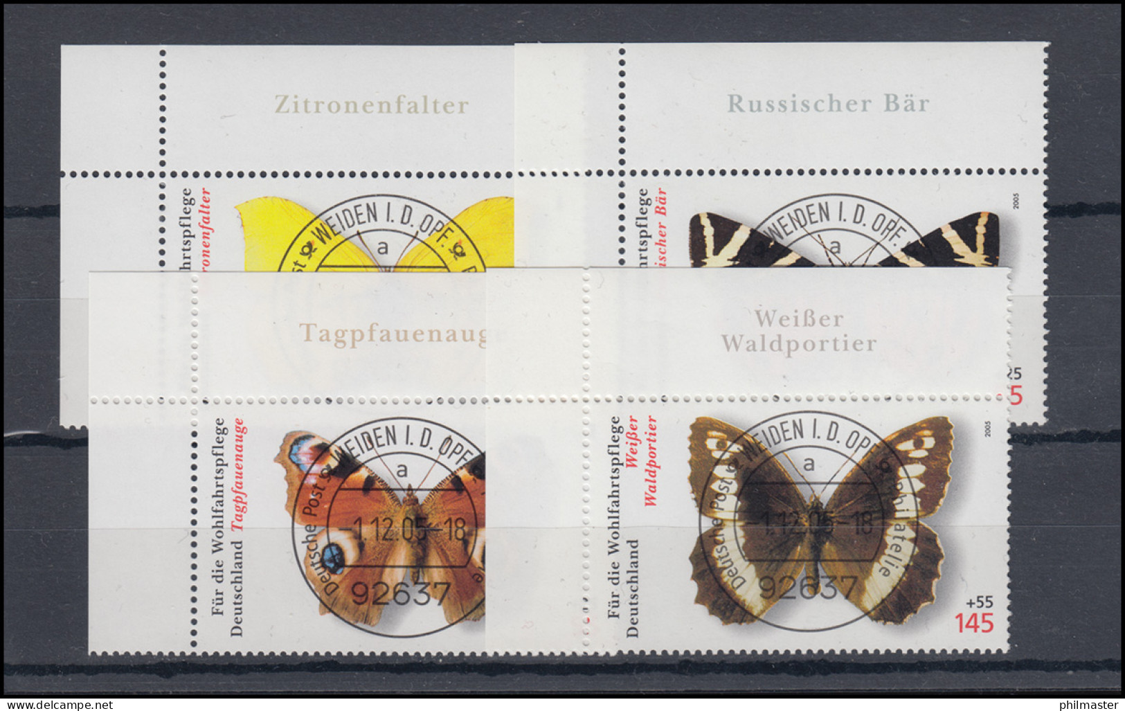 2500-2503 Einheimische Schmetterlinge: ER-Satz O.r. Vollstempel VS Weiden ET-O - Used Stamps