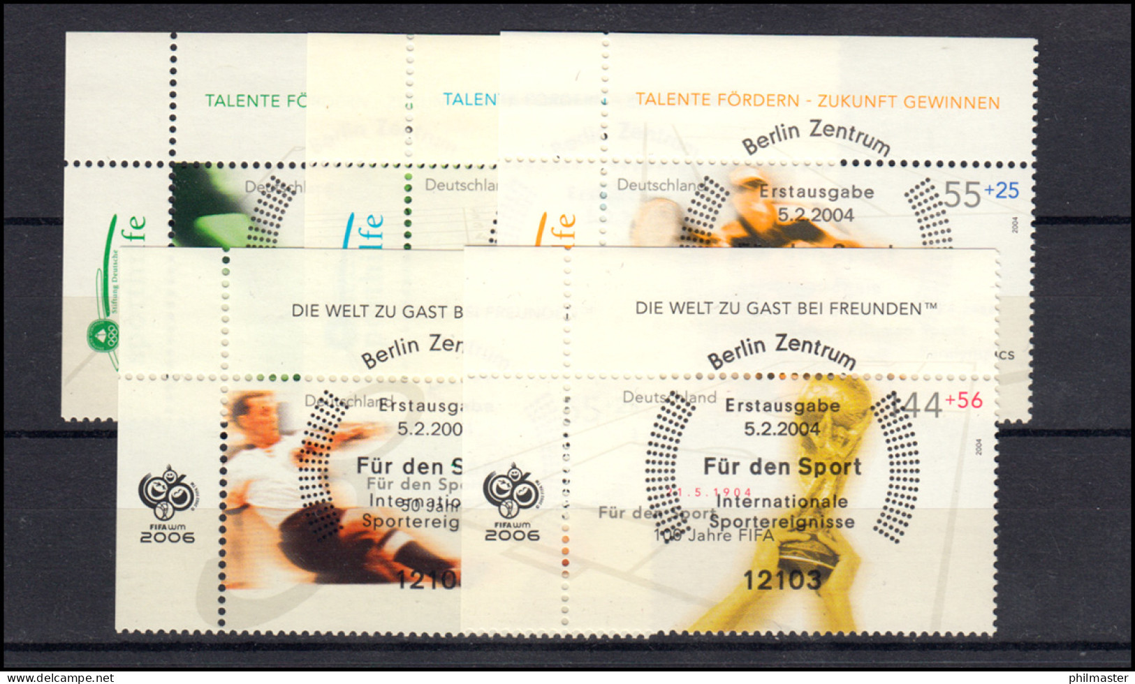 2382-2386 Sporthilfe Fußball Olympia 2004: ER-Satz O.l. Vollstempel ESSt Berlin - Used Stamps