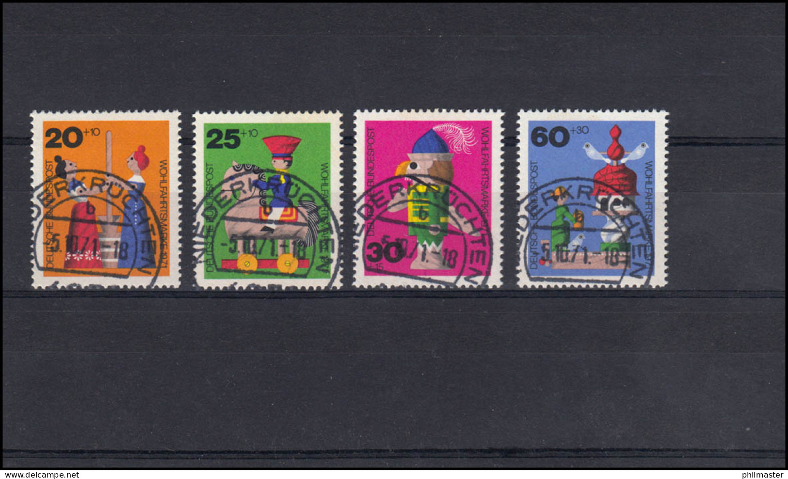 705-708 Altes Holzspielzeug: Satz Mit Voll-O Als ET-O Niederkrüchten 5.10.71 - Used Stamps