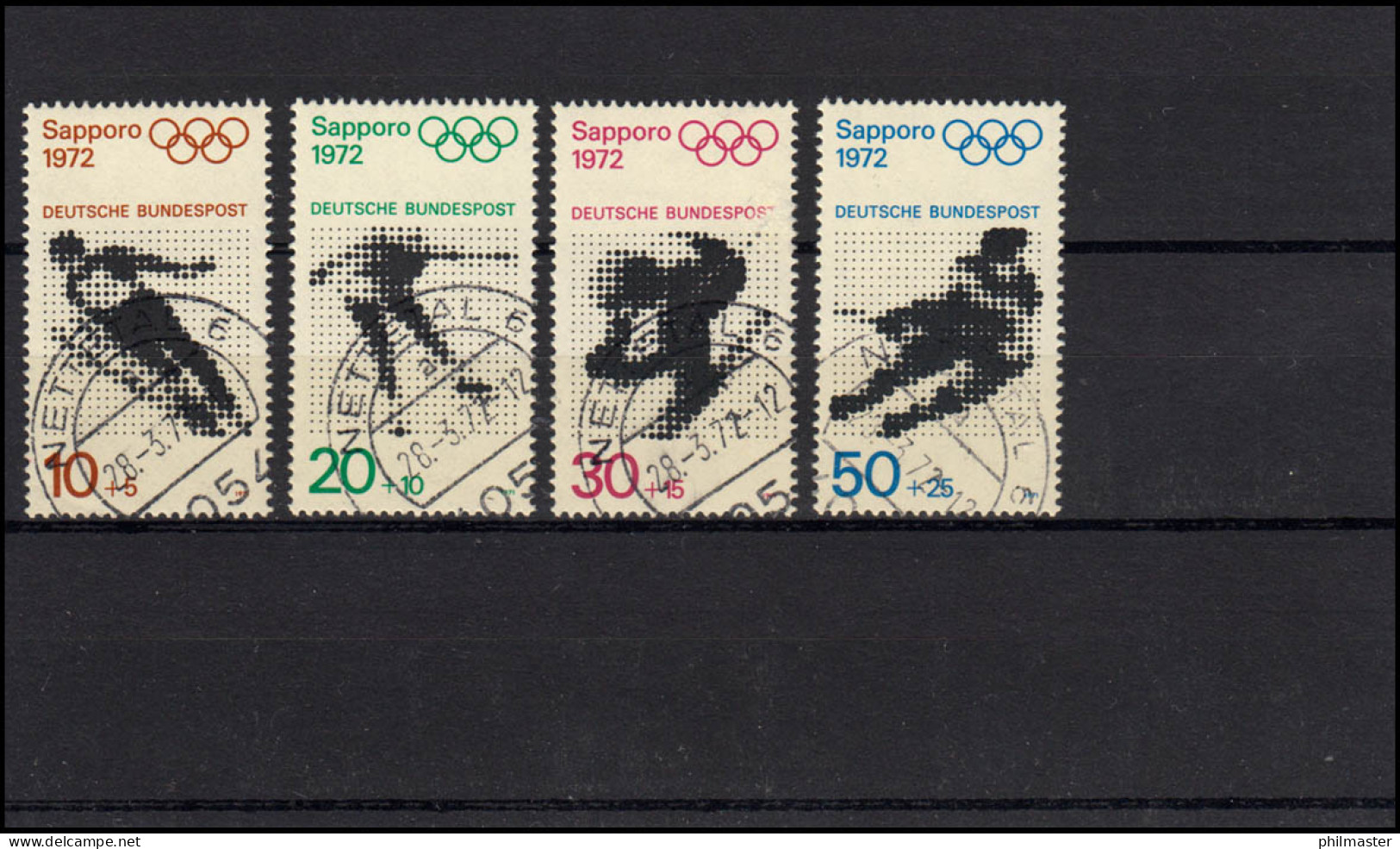 680-683 Olympia Winterspiele: Satz Aus Bogen Mit Vollstempel Nettetal 28.3.1972 - Gebruikt