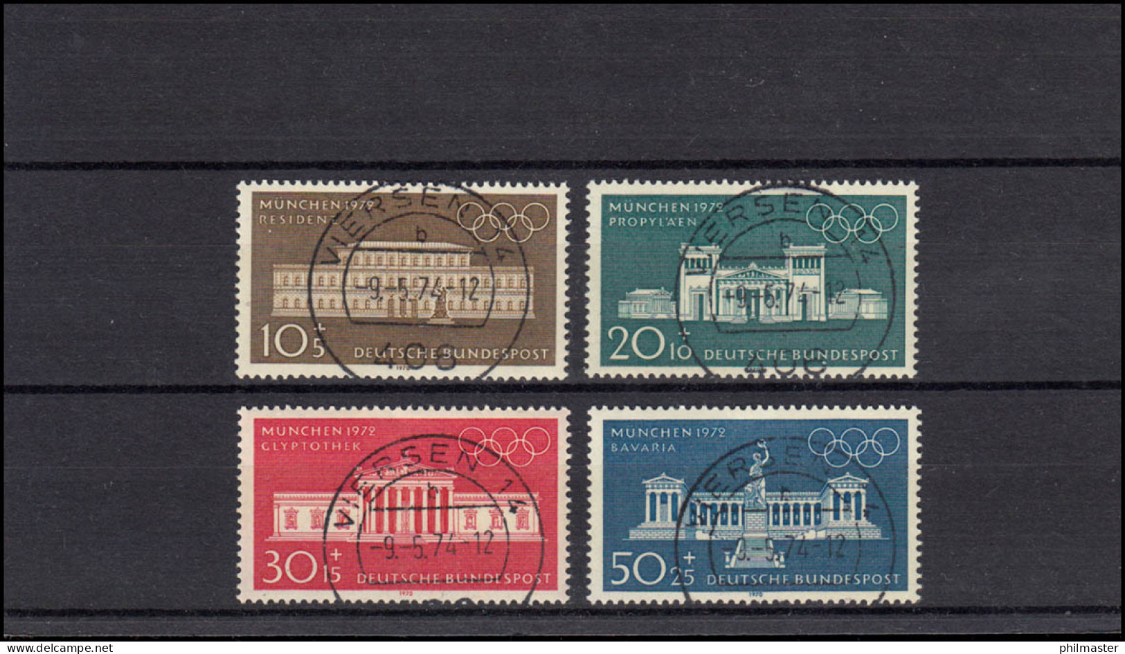 624-627 Olympia Sommerspiele München: Satz Mit Vollstempel Viersen 9.5.1974 - Gebruikt