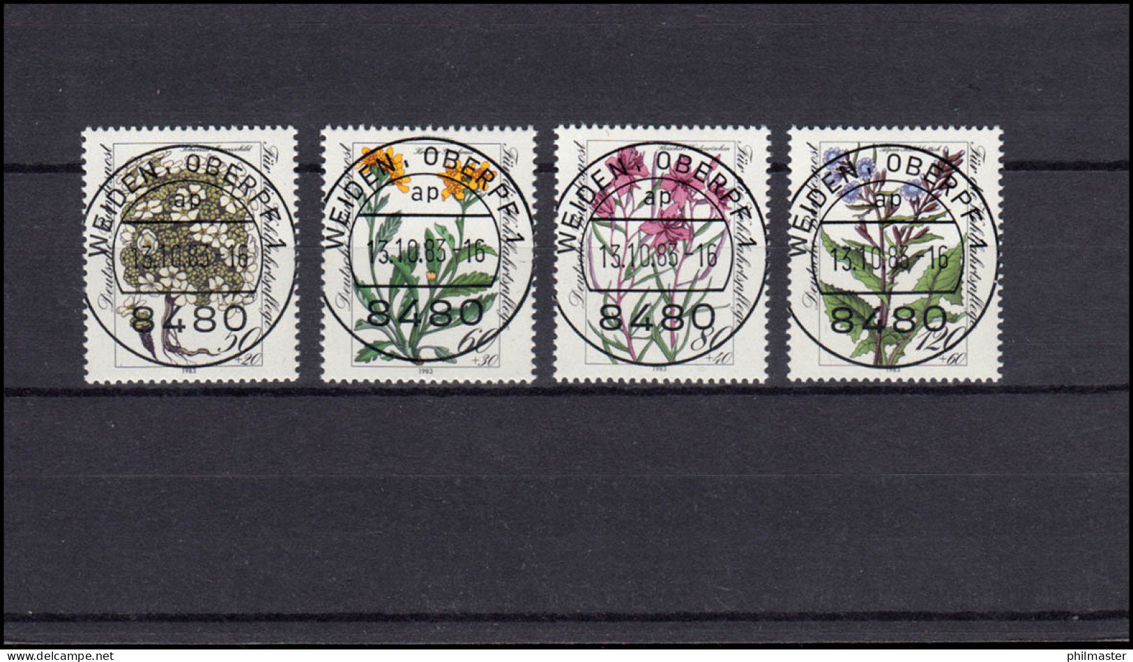 1188-1191 Wofa Alpenblumen: Satz Mit Voll-O Der VS Weiden/Oberpfalz 1983 - Gebruikt