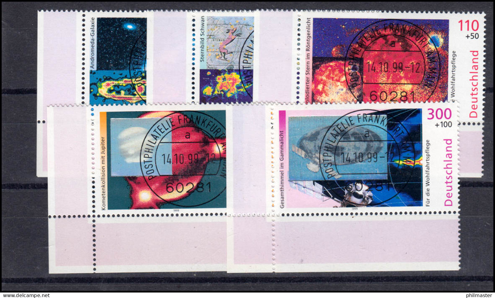 2077-2081 Wofa Der Kosmos: ER-Satz U.l. Mit Voll-O VS Frankfurt/Main Als ET-O  - Used Stamps