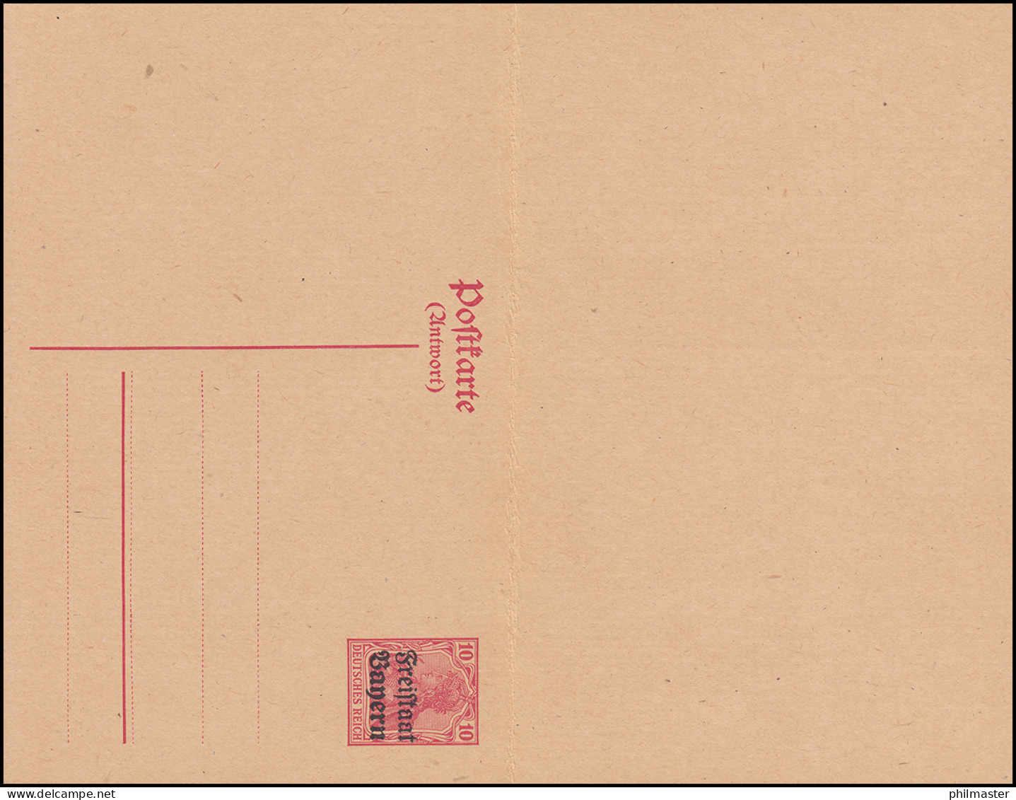 Bayern Postkarte P 113 Germania Freistaat 10/10 Pf Karmin, Wie Verausgabt **  - Postal  Stationery