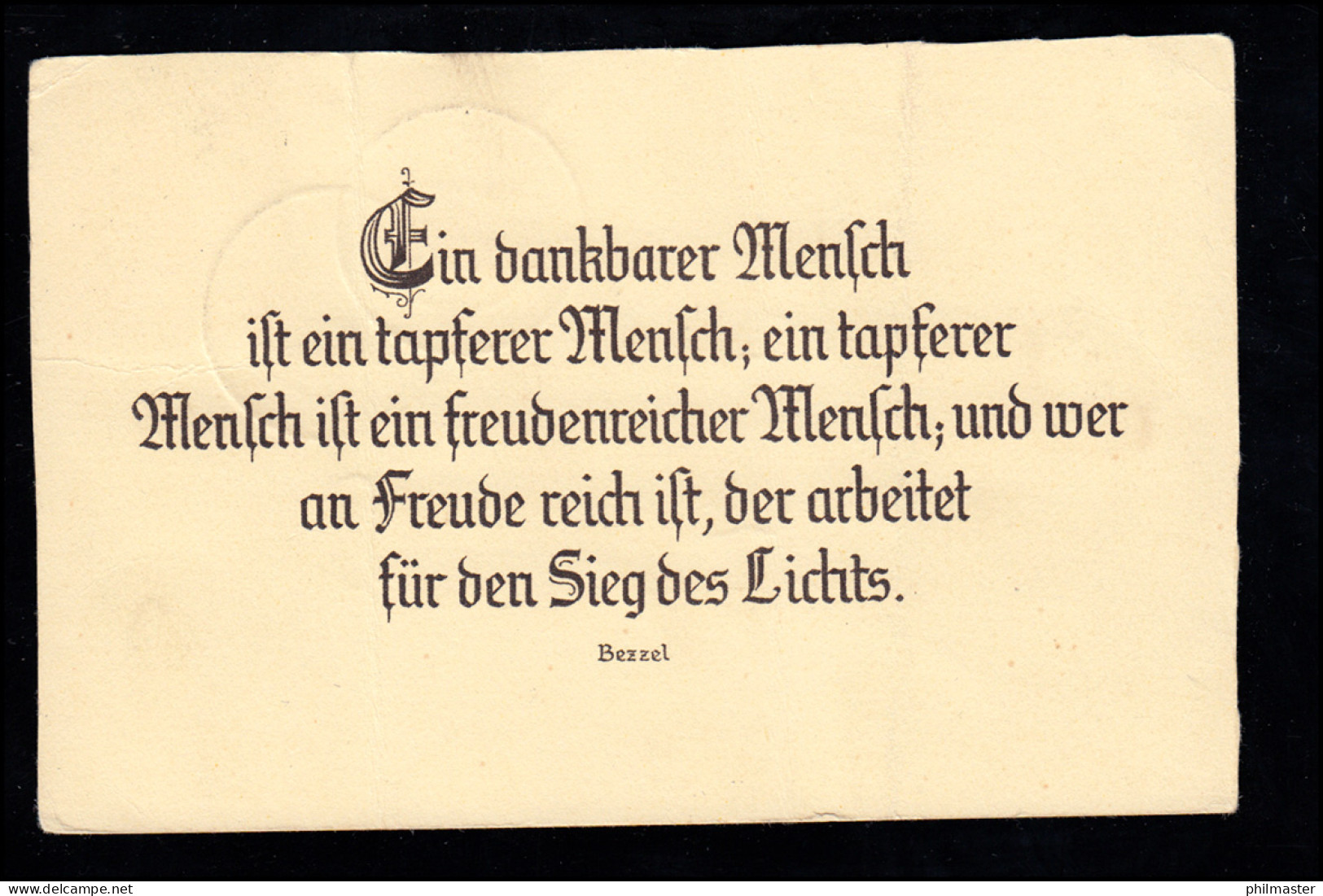 Lyrik-AK D.v. Bezzel: An Freude Reich Arbeitet Für Den Sieg Des Lichts 11.3.1939 - Sonstige & Ohne Zuordnung