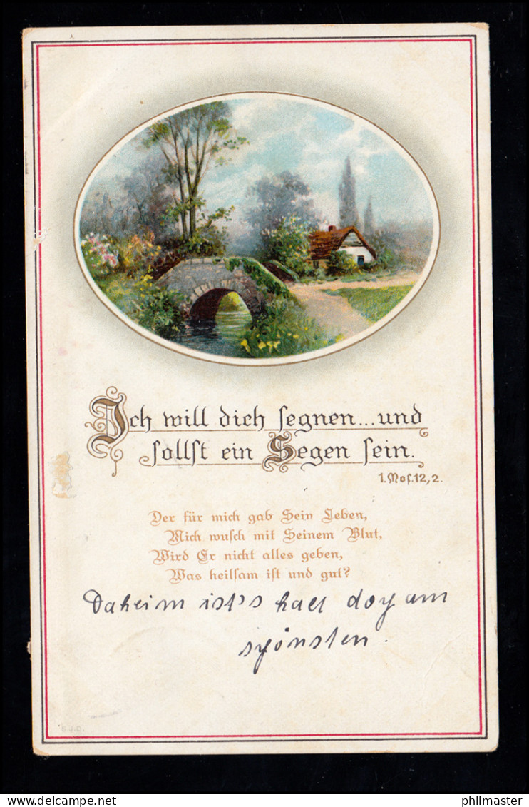 Lyrik-AK Psalm 1. Moses 12,2. Ich Will Dich Segnen ..., 6.7.1918 - Other & Unclassified