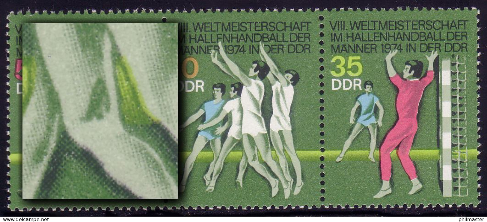 1928-1930 Hallenhandball-WM, Zusammendruck Mit PLF 1929I Knieschatten, ** - Plaatfouten En Curiosa