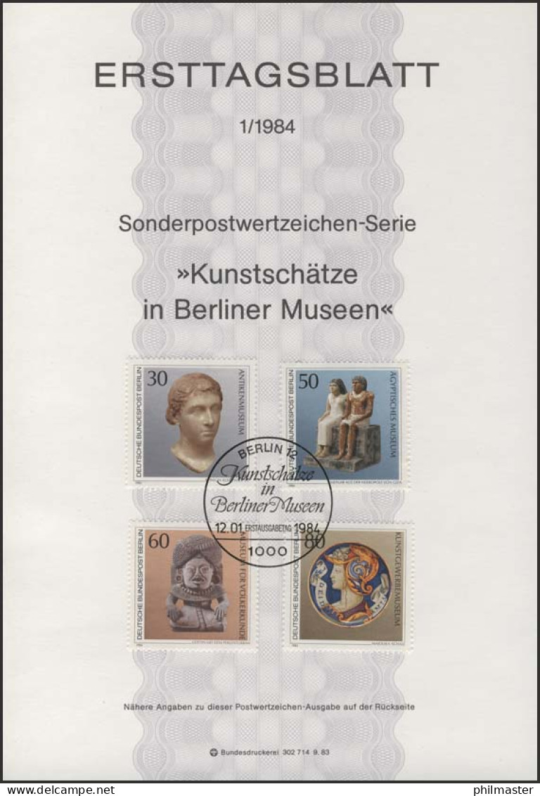 ETB 01/1984 Kunstschätze In Berliner Museen - 1° Giorno – FDC (foglietti)