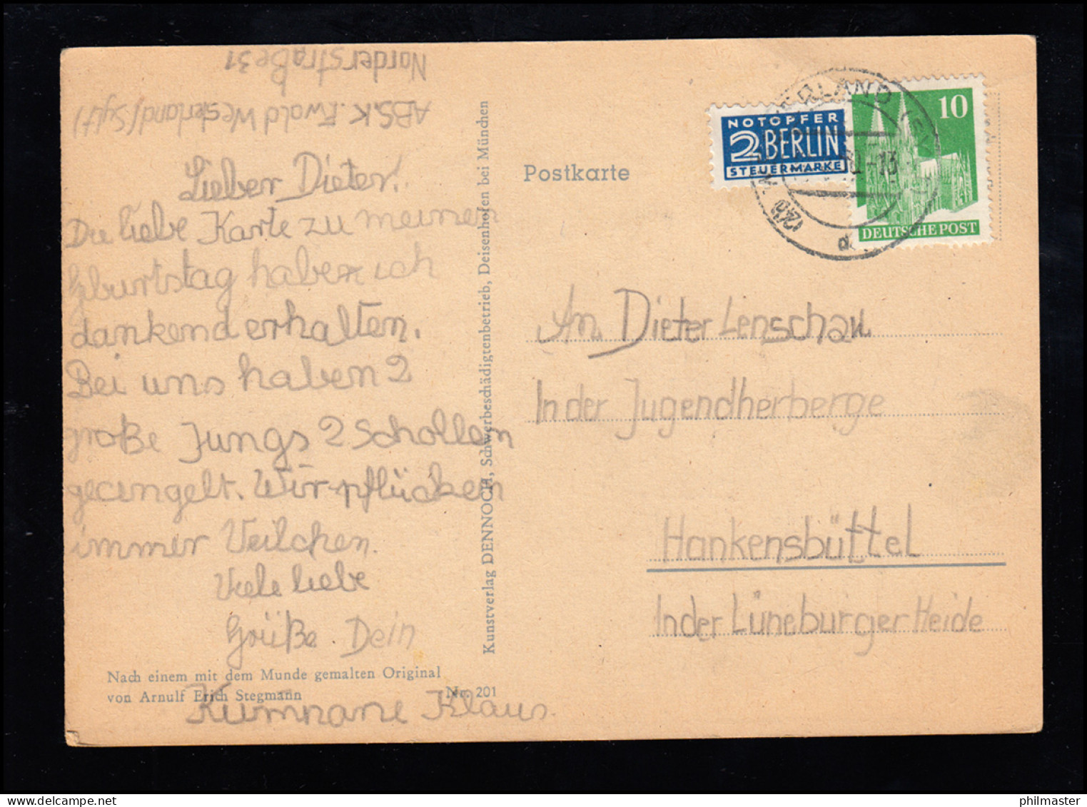 Künstler-AK Erich Stegmann: Schäferjunge Mit Flöte Und Lämmer, WESTERLAND 1950 - Ohne Zuordnung