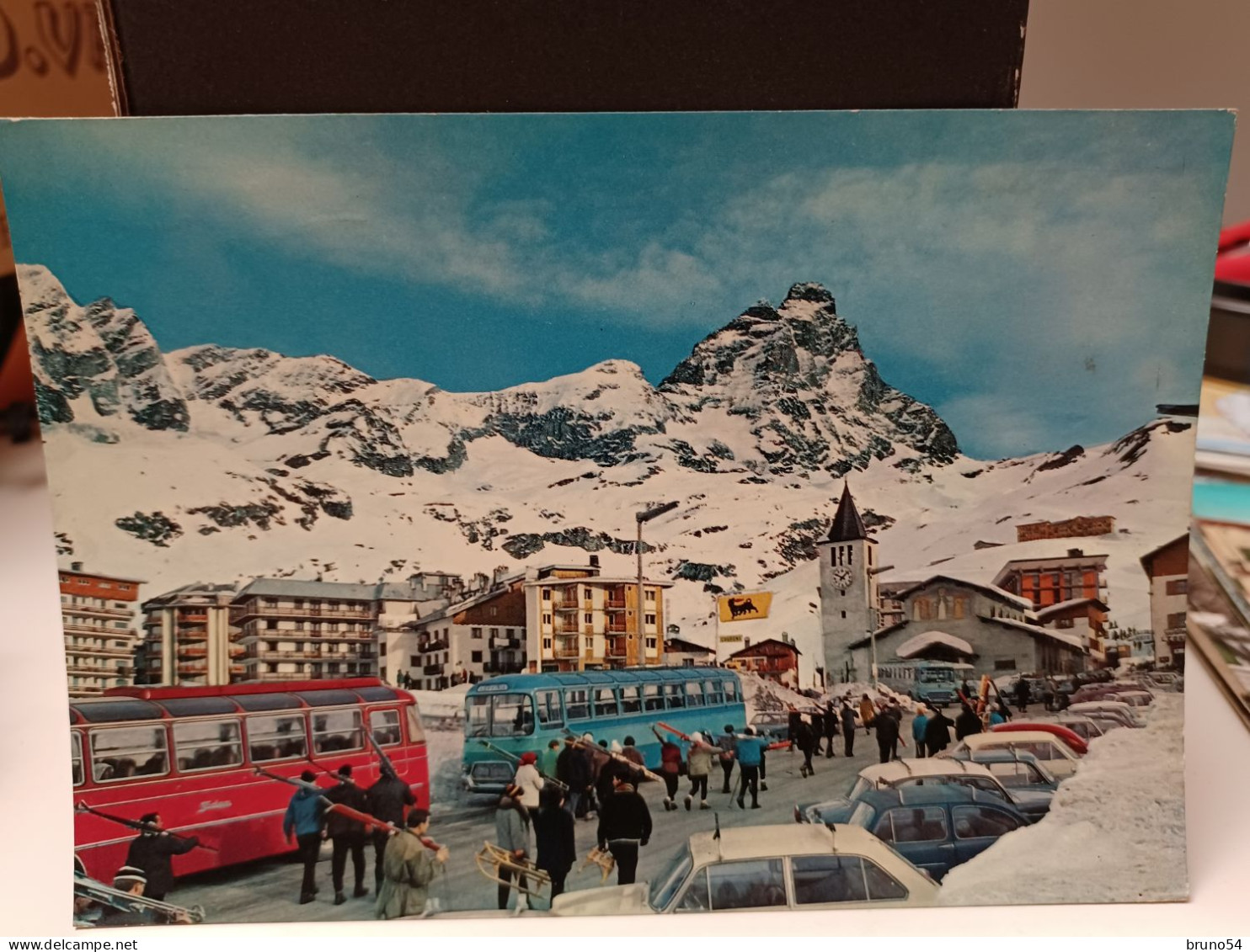 Cartolina Breuil Cervinia Valle D'Aosta ,monte Cervino,scorcio Invernale,corriere, Distributore Agip 1968 - Aosta