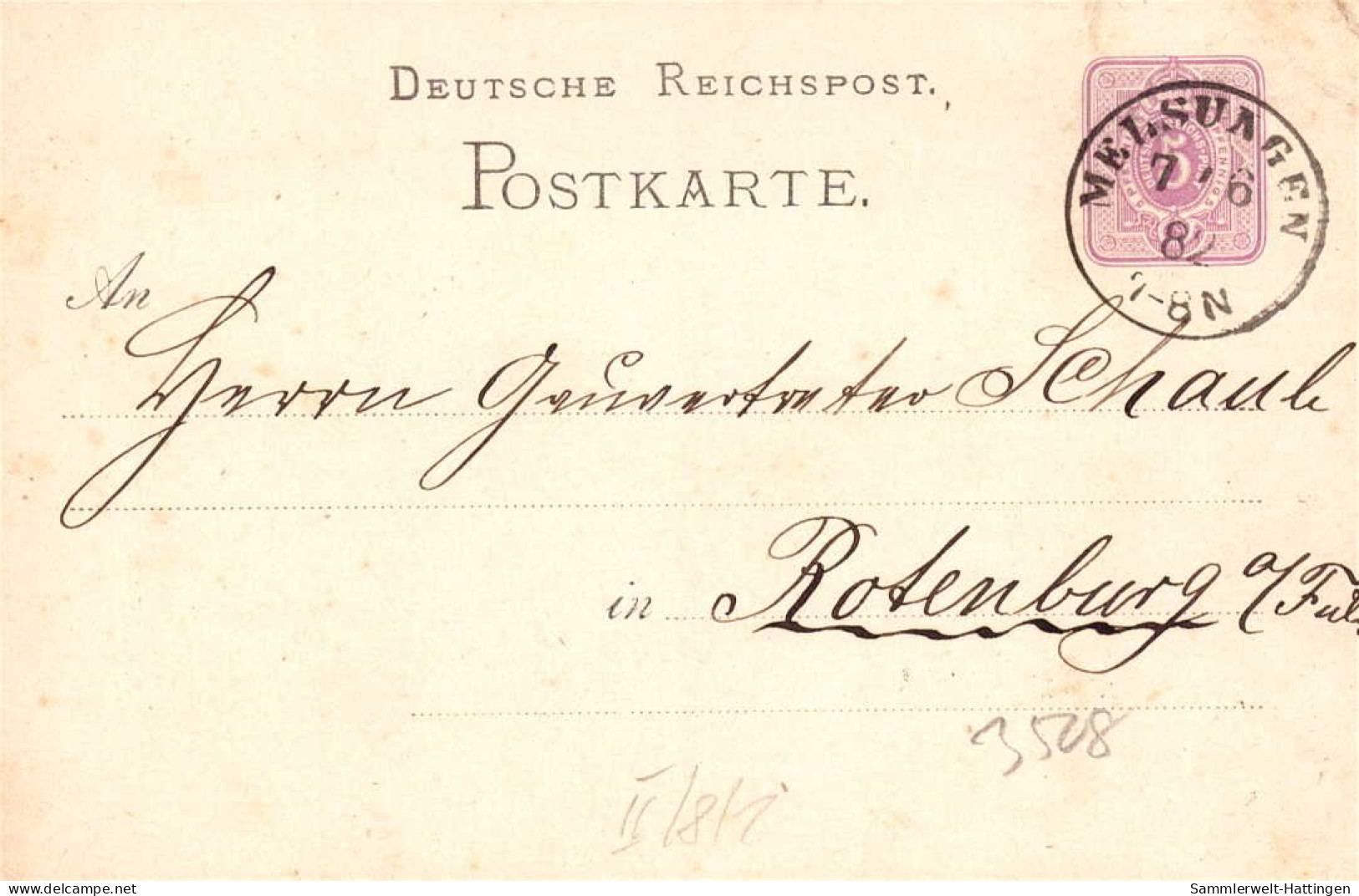 604223 | Sauberer Abschlag Des Poststempels Auf Ganzsache,  | Melsungen (W - 3508), -, - - Briefe U. Dokumente