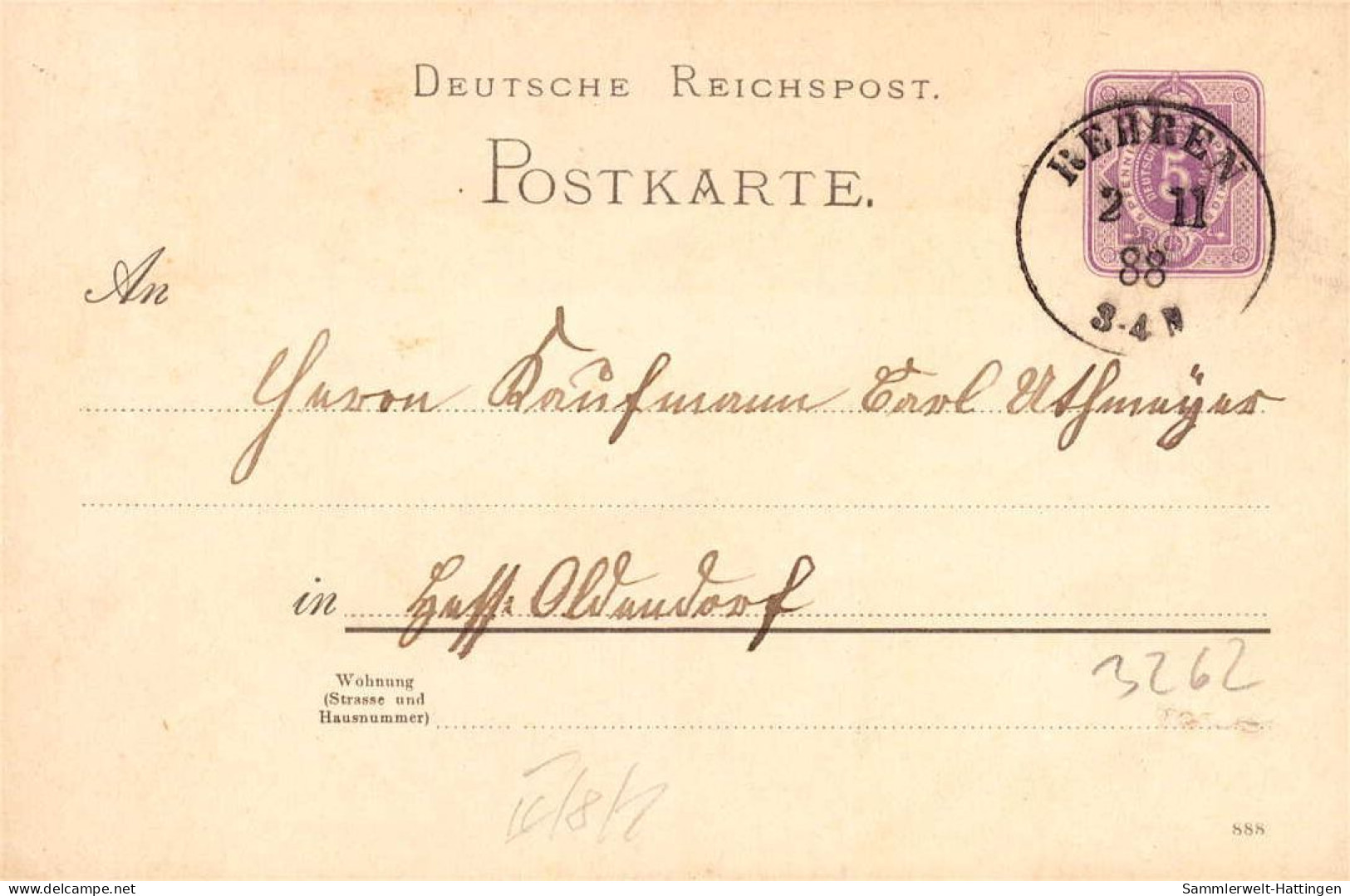 604228 | Sauberer Abschlag Des Poststempels Auf Ganzsache, Rehren  | Auetal (W - 3262), -, - - Covers & Documents