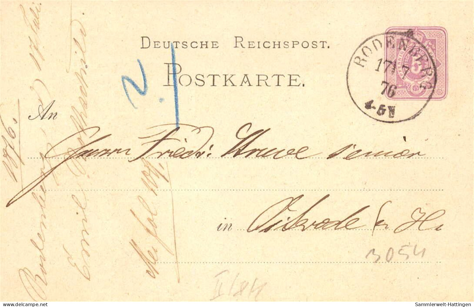 604225 | Sauberer Abschlag Des Poststempels Auf Ganzsache,  | Rodenberg (W - 3054), -, - - Cartas & Documentos