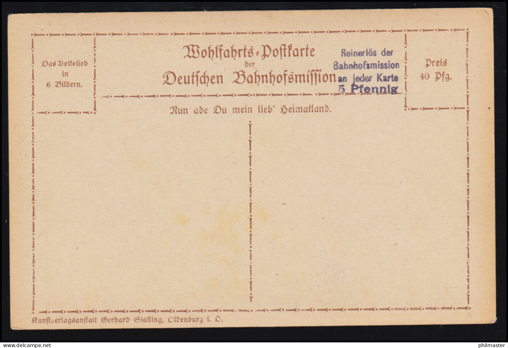 Künstler-AK Volksliederkarte: Nun Ade Du Mein Lieb' Heimatland 1921, Ungebraucht - Ohne Zuordnung
